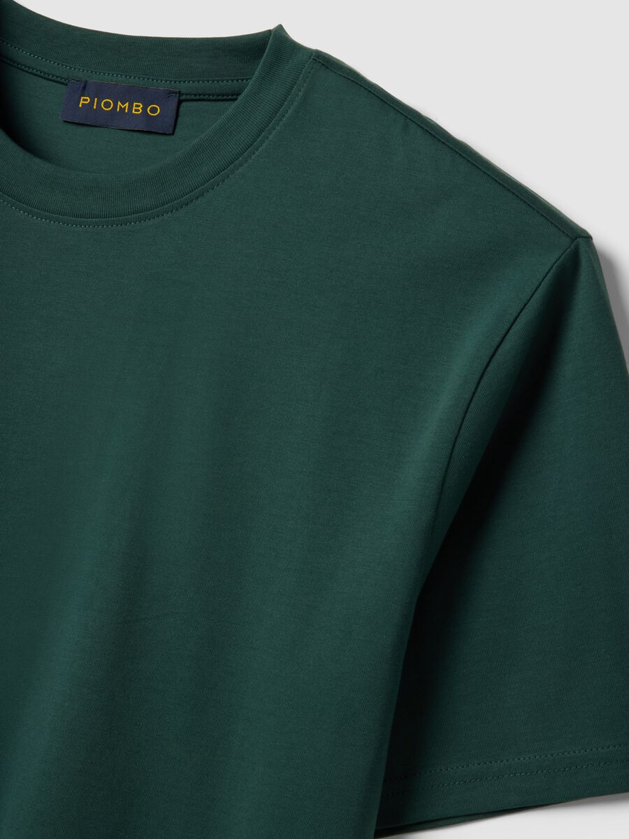 Relaxed fit green cotton crew neck t-shirt_5