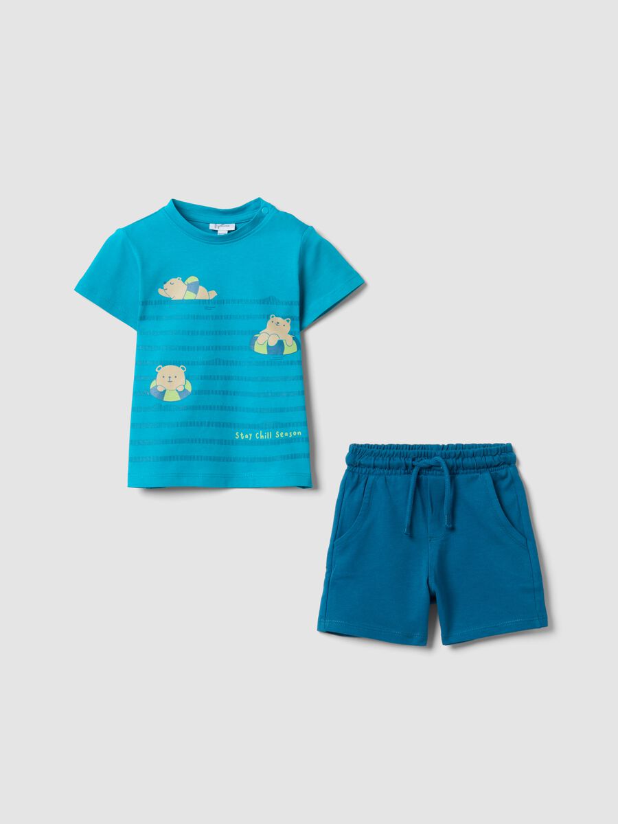 Hellblaues und dunkelblaues Set aus reiner Baumwolle mit Teddyb&auml;ren f&uuml;r Babyjungen, Regular Fit_0