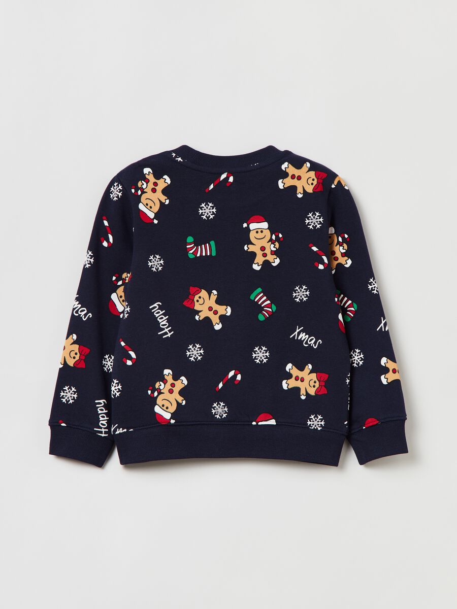 Sweatshirt with round neck and Christmas print_1