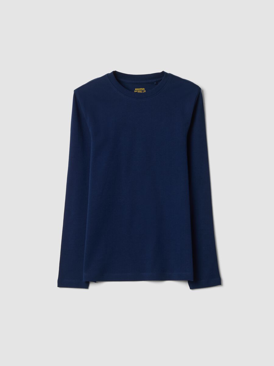 Navy blue organic cotton crew-neck T-shirt_4