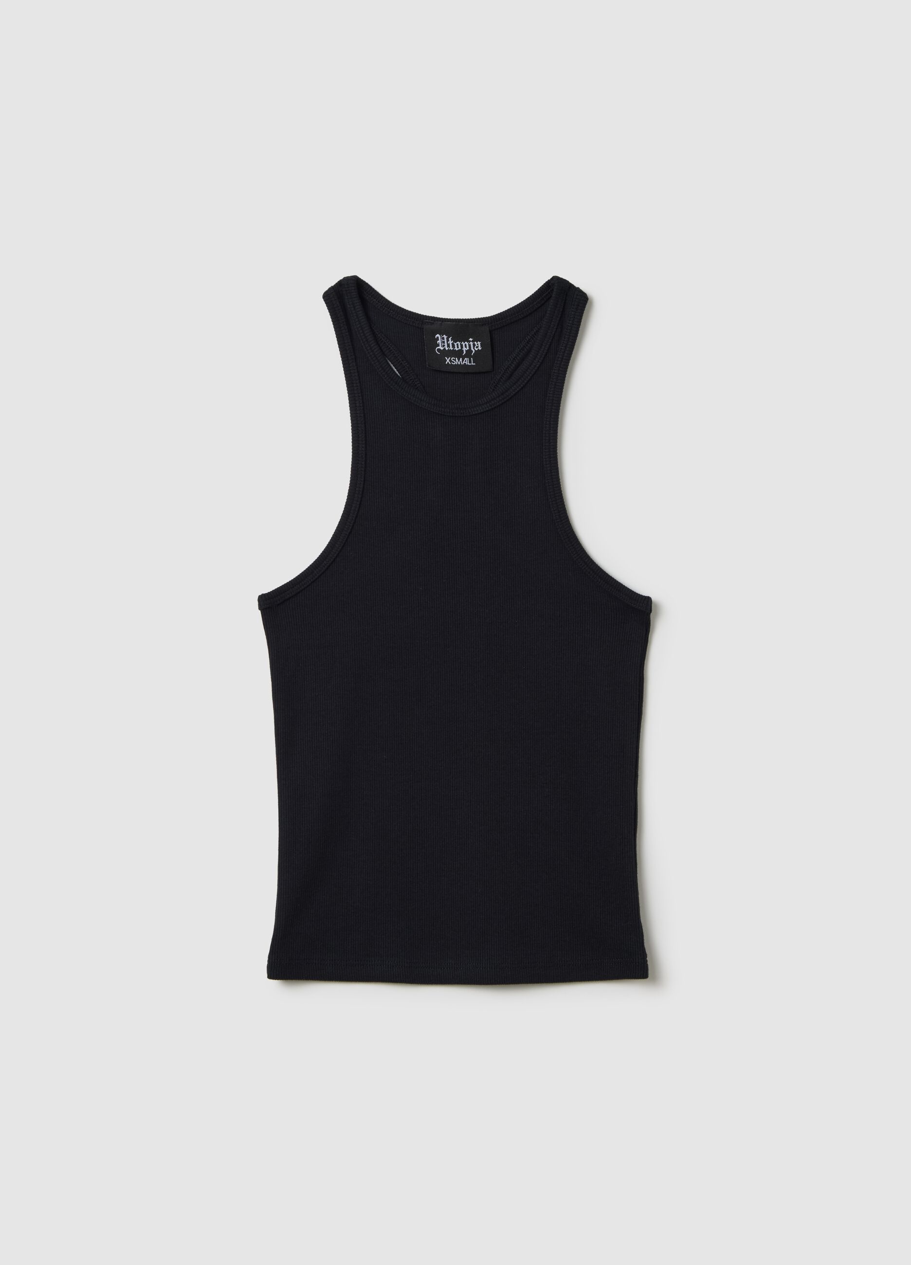 Schwarzes Tanktop mit Rundhalsausschnitt