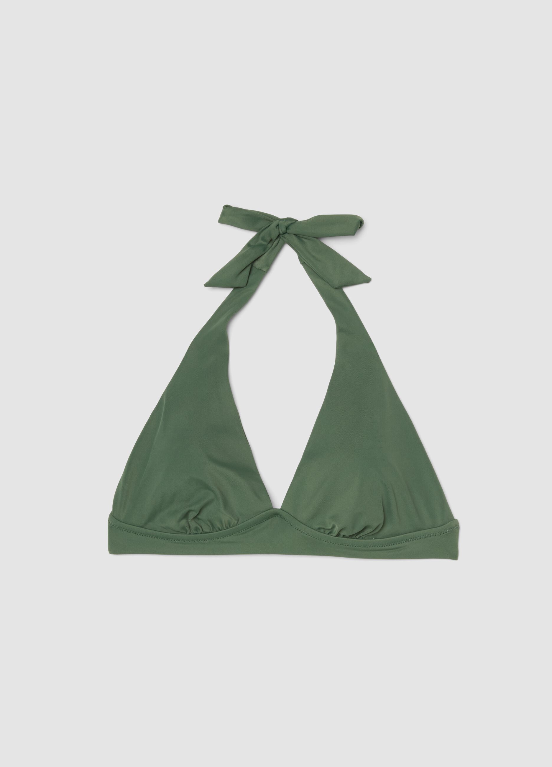Top de biqu&iacute;ni triangular verde el&aacute;stico