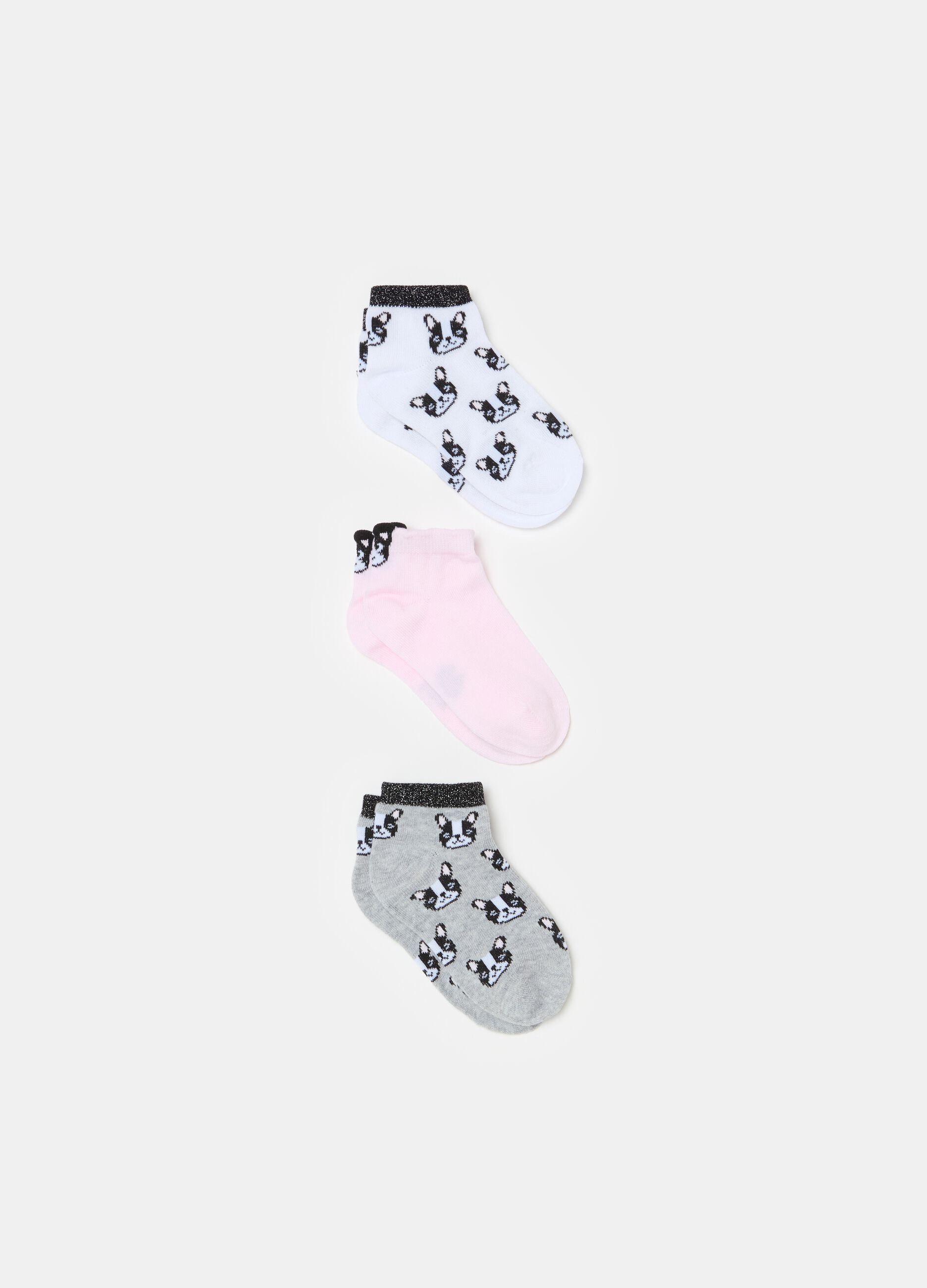 Three-pair pack short socks in organic cotton with lurex