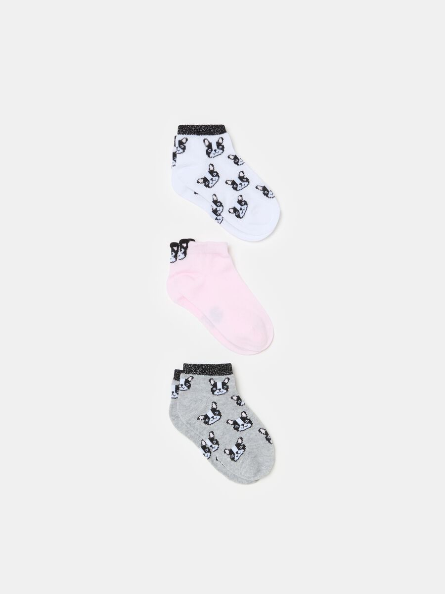 Three-pair pack short socks in organic cotton with lurex_0