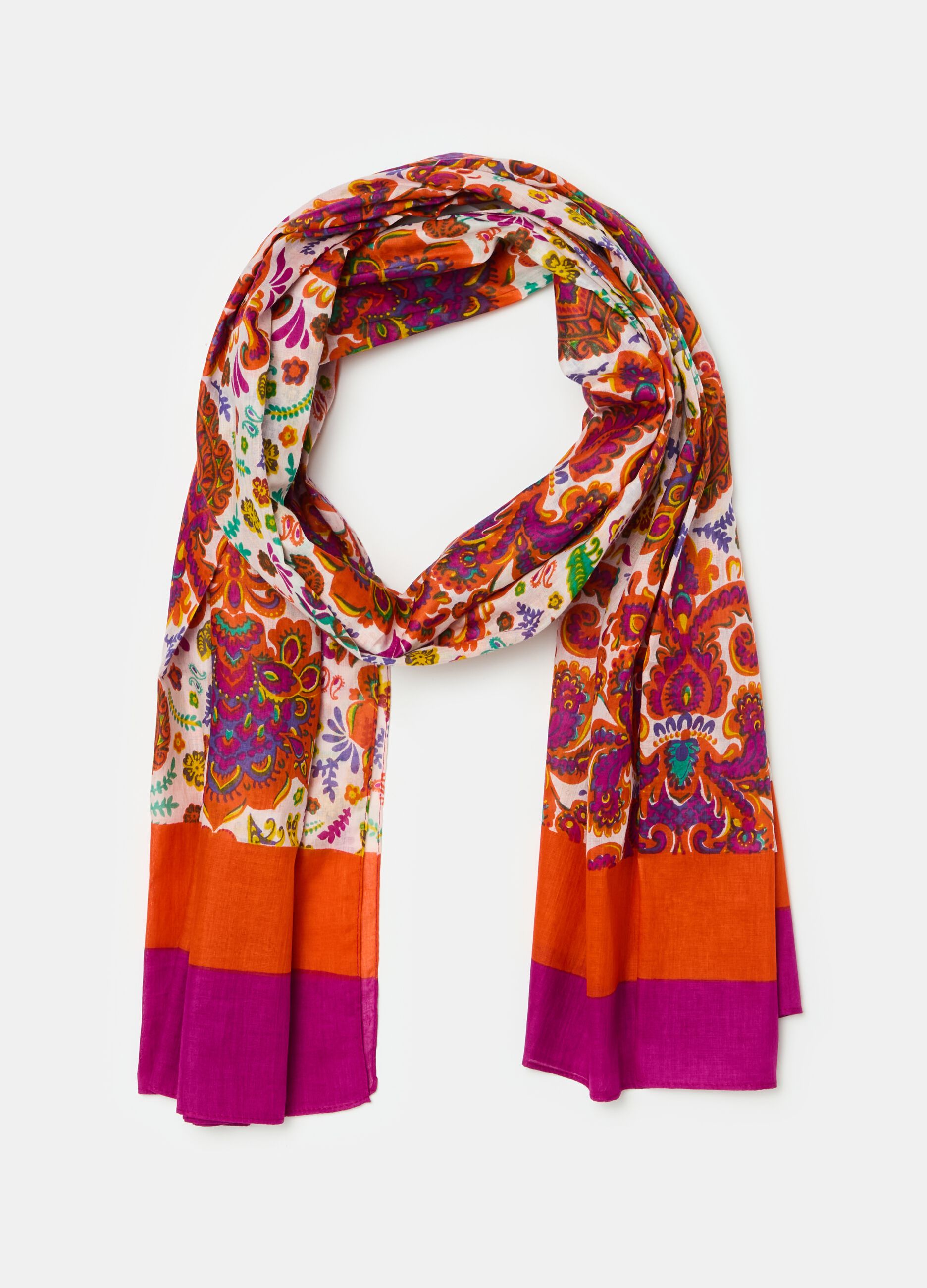 Cotton foulard with floral print