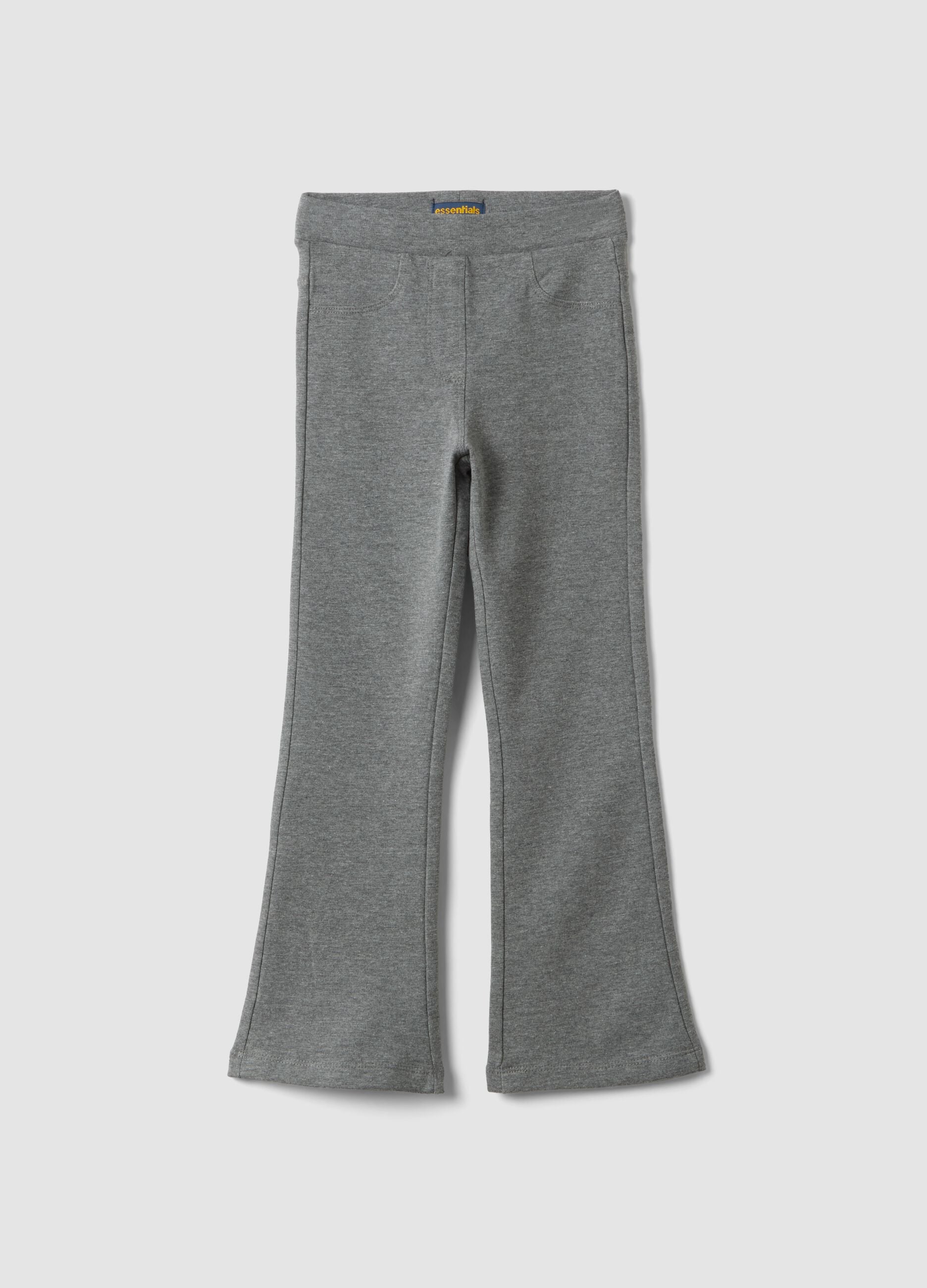 Grau melierte Flare-Treggings aus elastischer Bio-Baumwolle