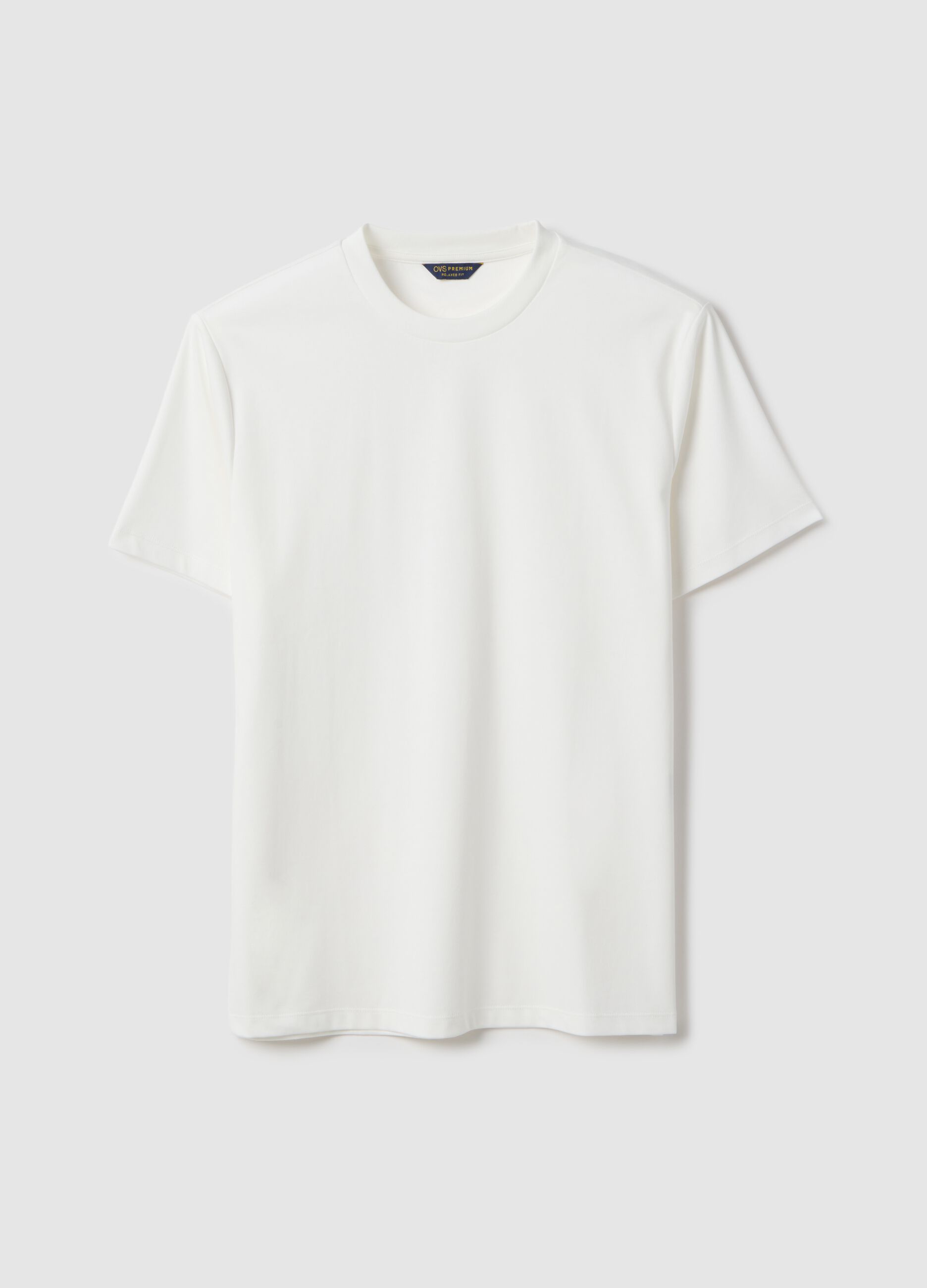 White crew neck pure cotton T-shirt regular fit