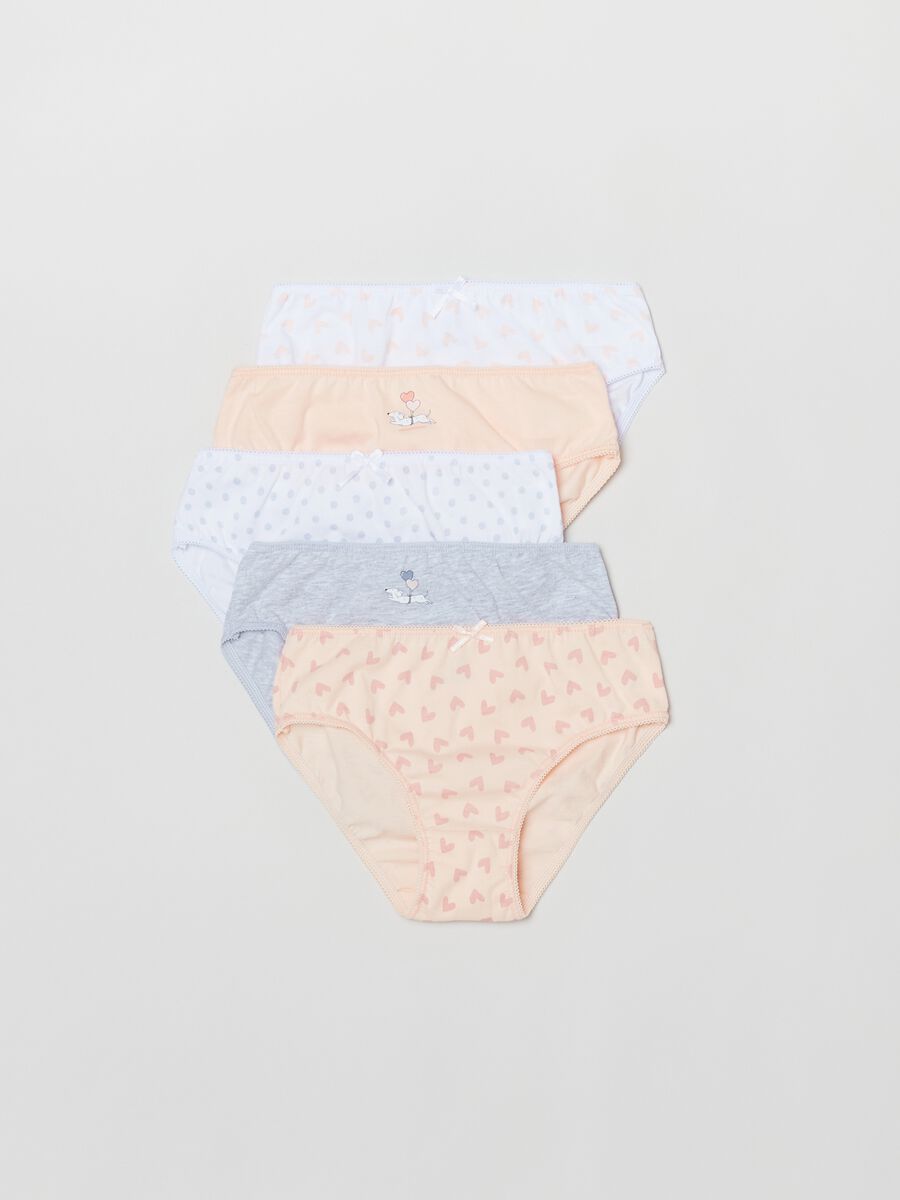 Five-pack briefs with print and bow_0