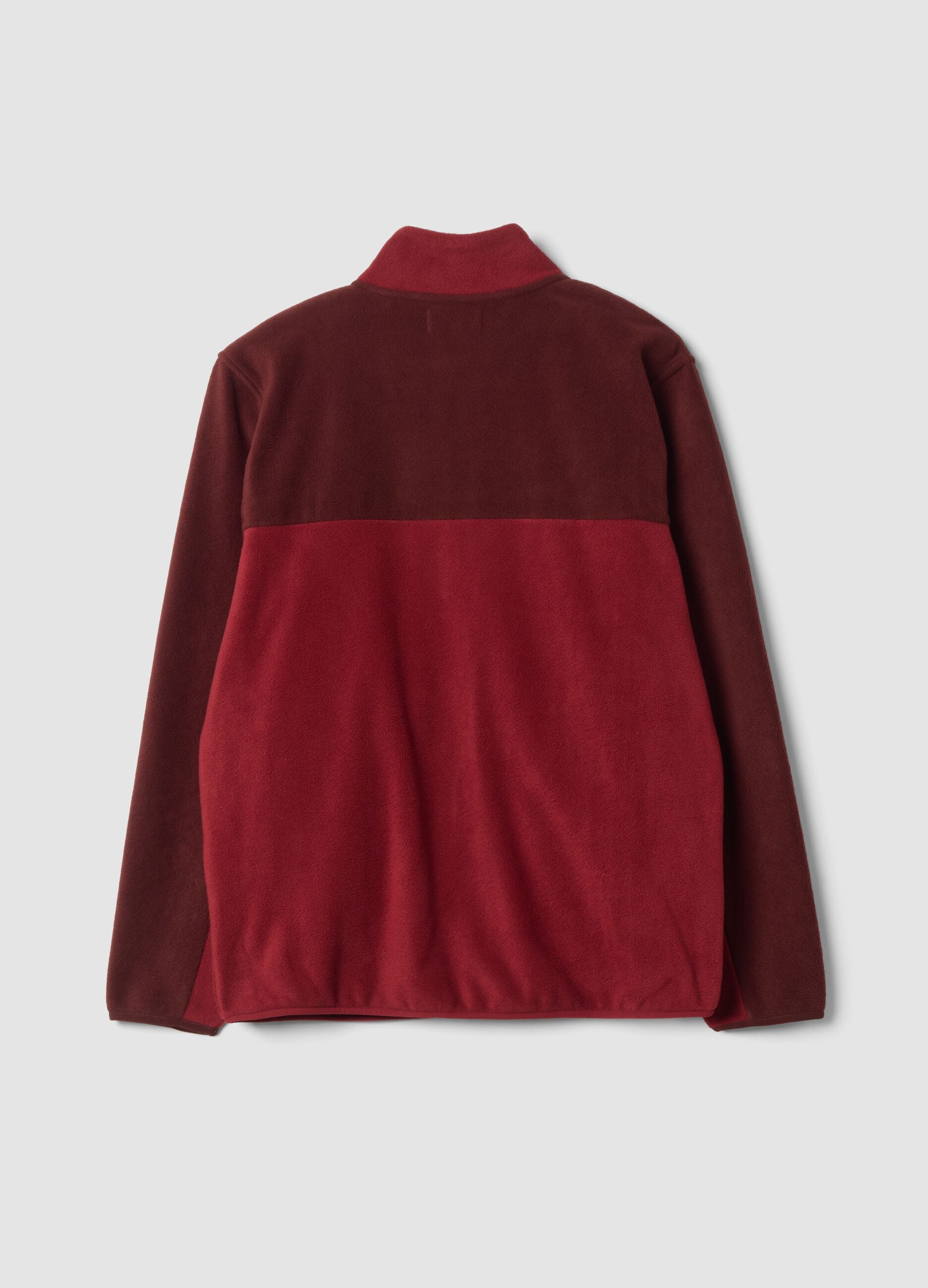 Red fleece sweatshirt with collar and zip, regular fit
