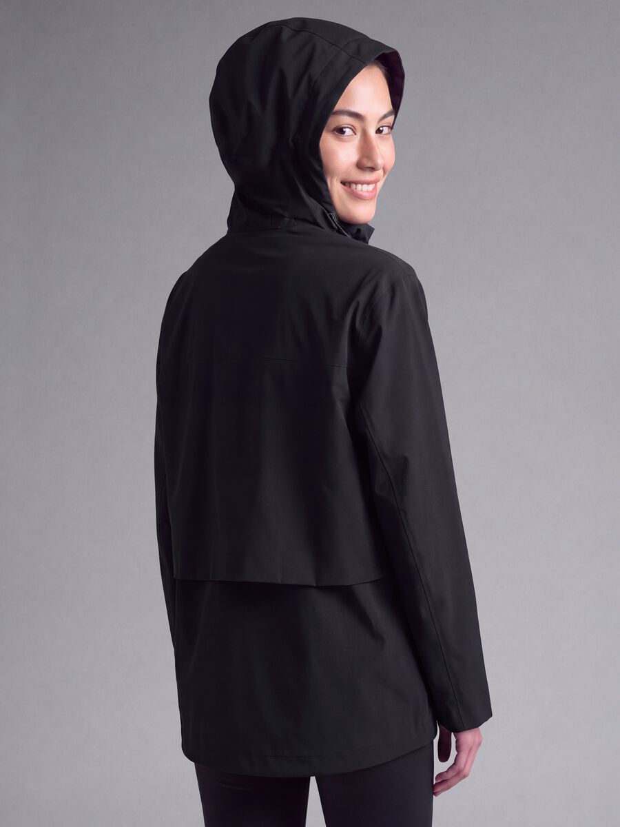 Black water-repellent hooded jacket with zip, regular fit ALTAVIA STUDIO_2