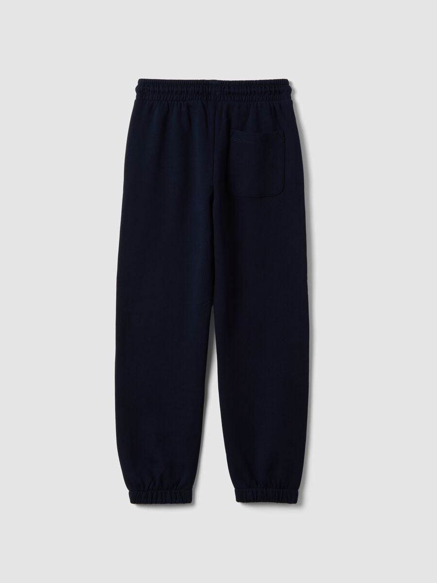 Pantaloni jogger blu in puro cotone regular fit_1