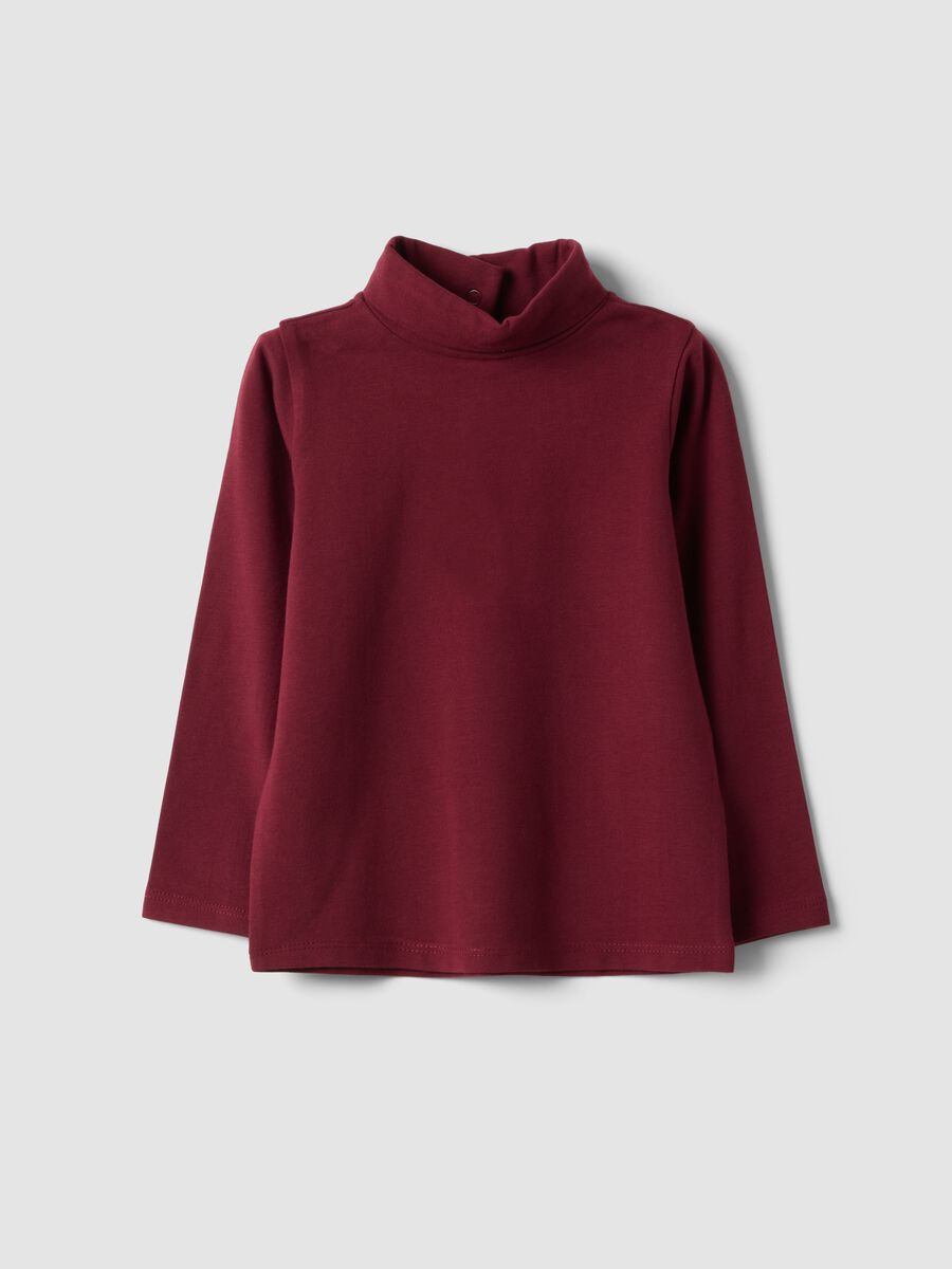 Maglietta rossa in cotone organico elasticizzato girocollo_0