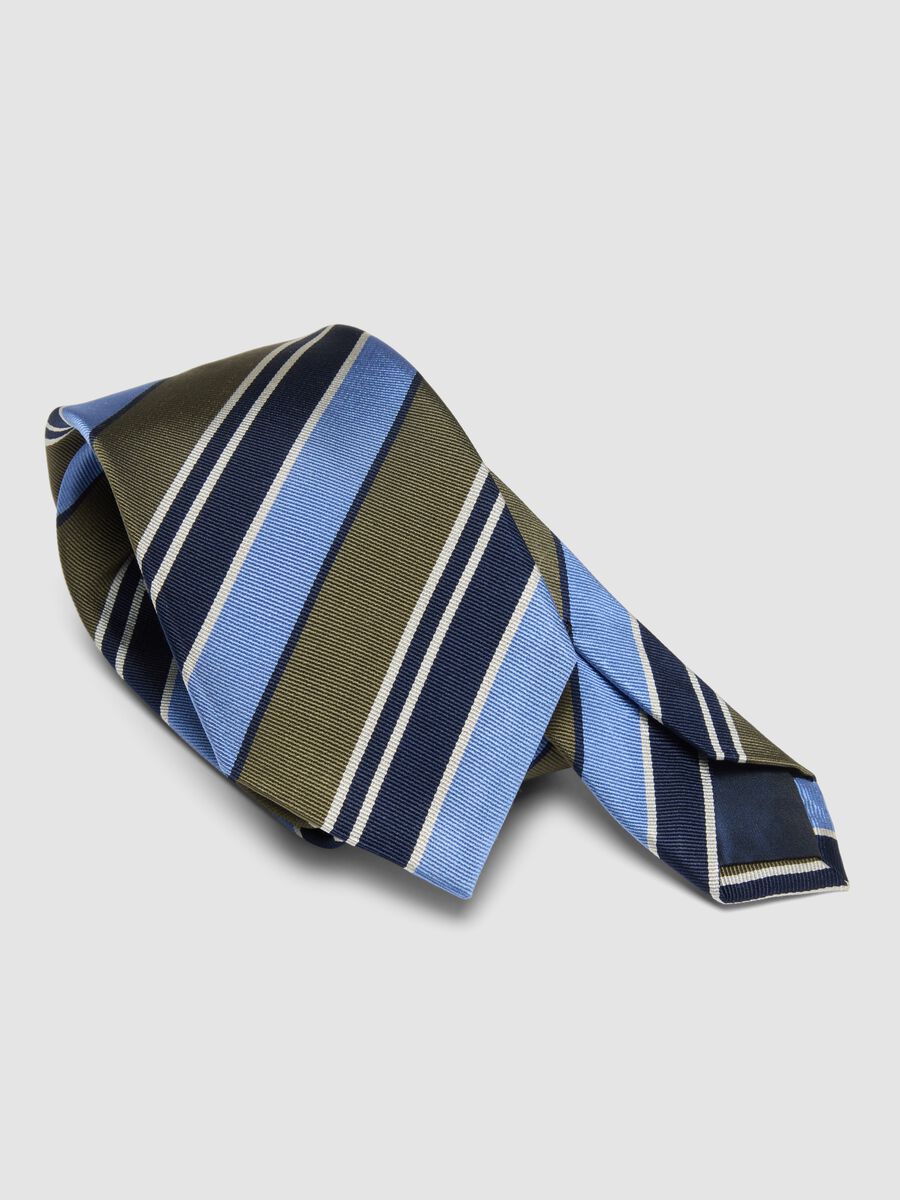 Multicolour pure silk striped tie_2