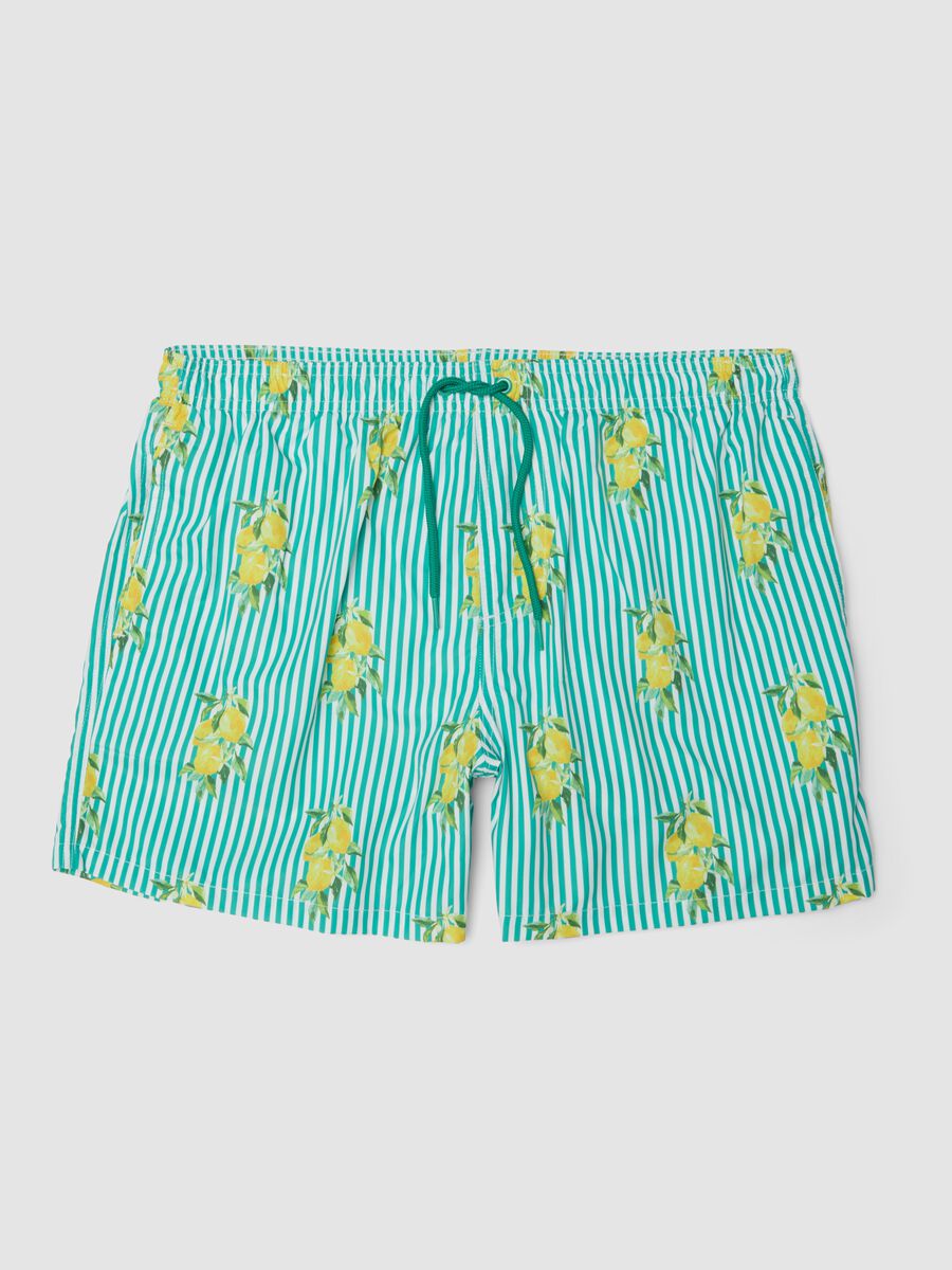 Blue striped swim shorts with lemon print_4