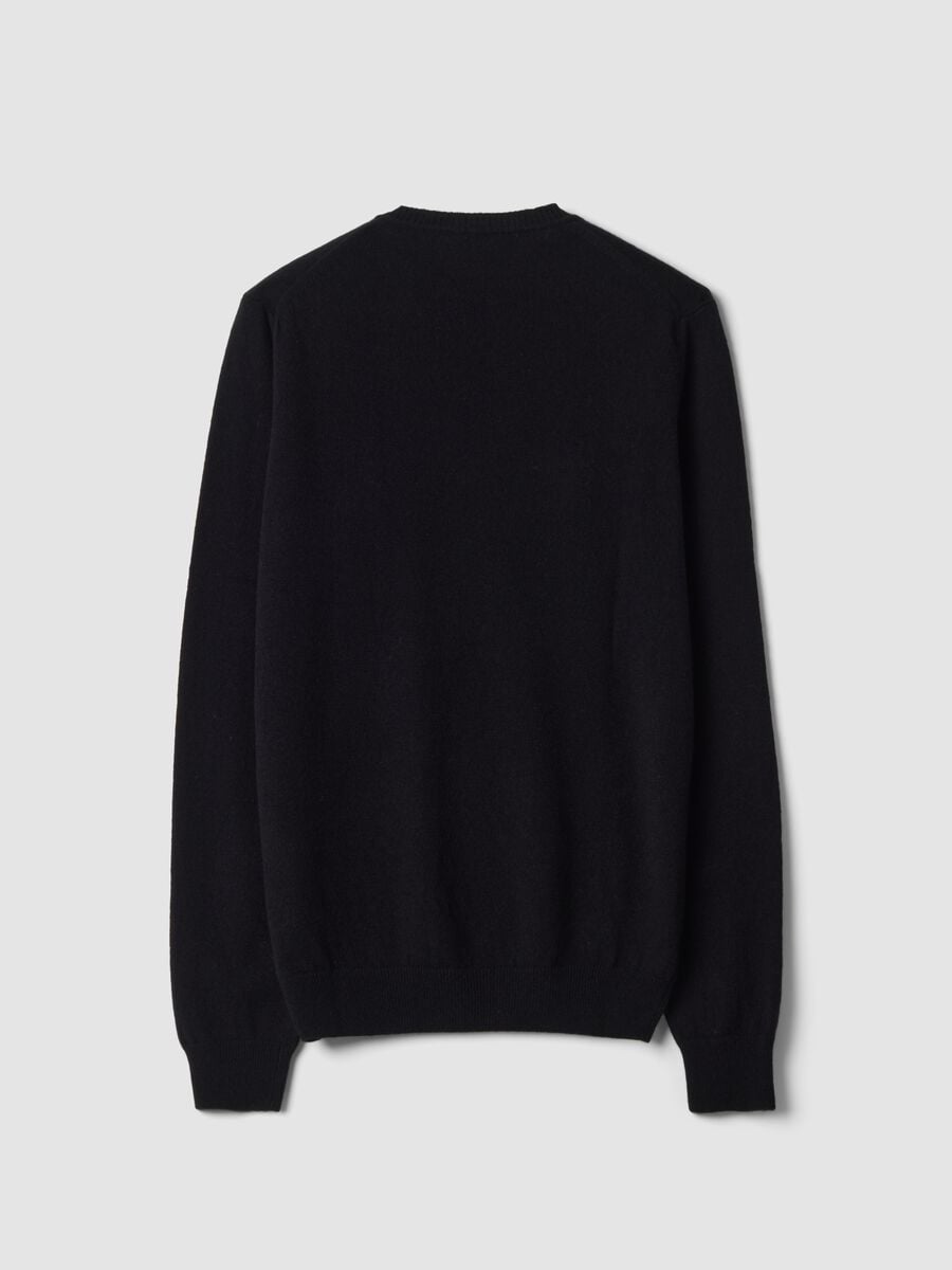 Black pure wool crew-neck jumper, regular fit_2