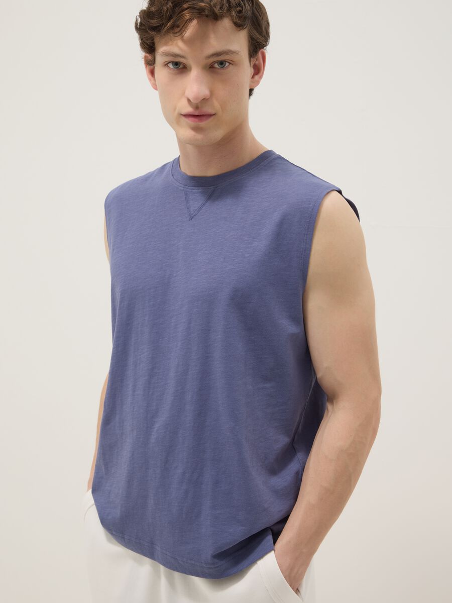 Blue Pure Cotton Vest_0