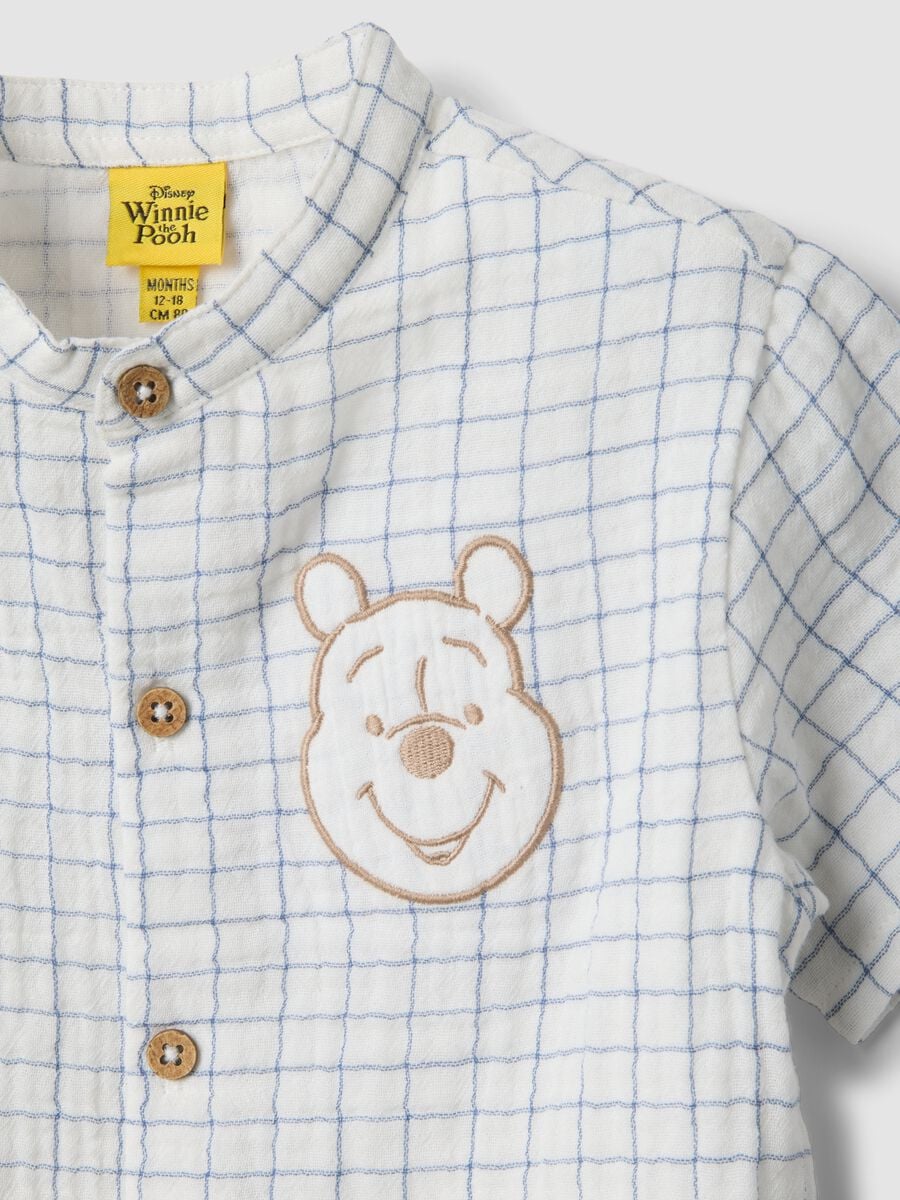 Blue and white pure cotton set with shirt and shorts_2