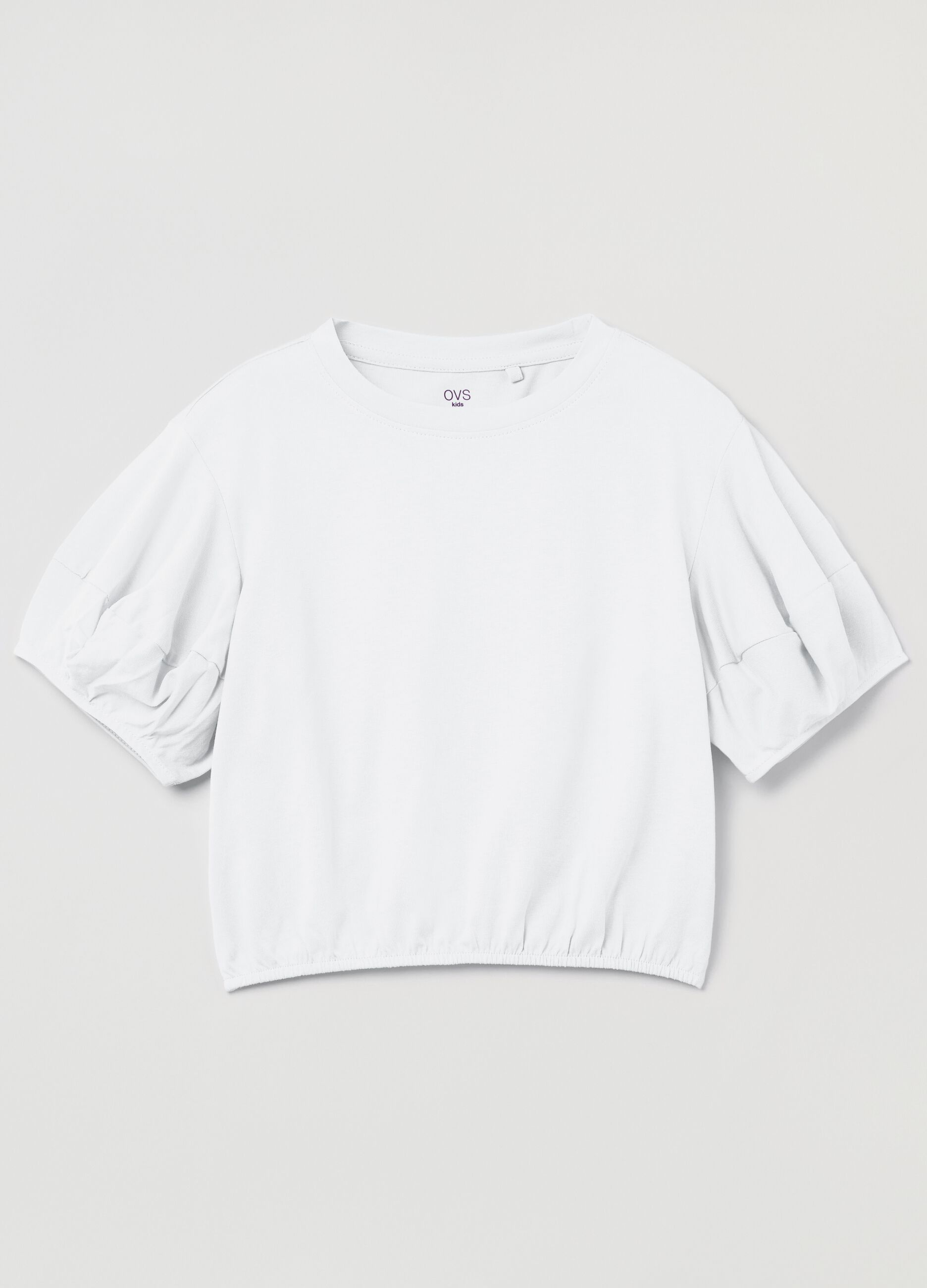 Camiseta de algodón con manga abullonada