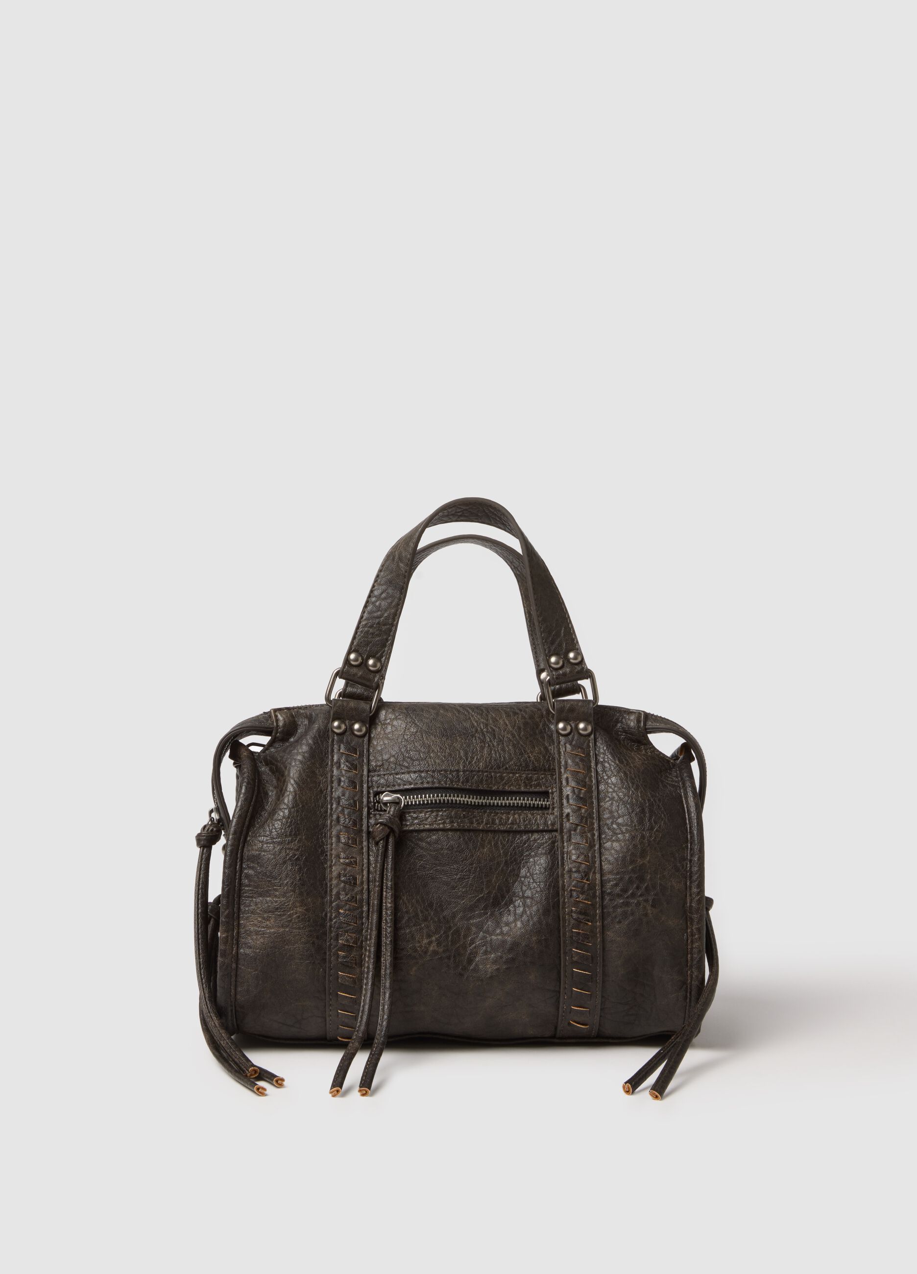 Brown Shoulder Bag with External Pocket