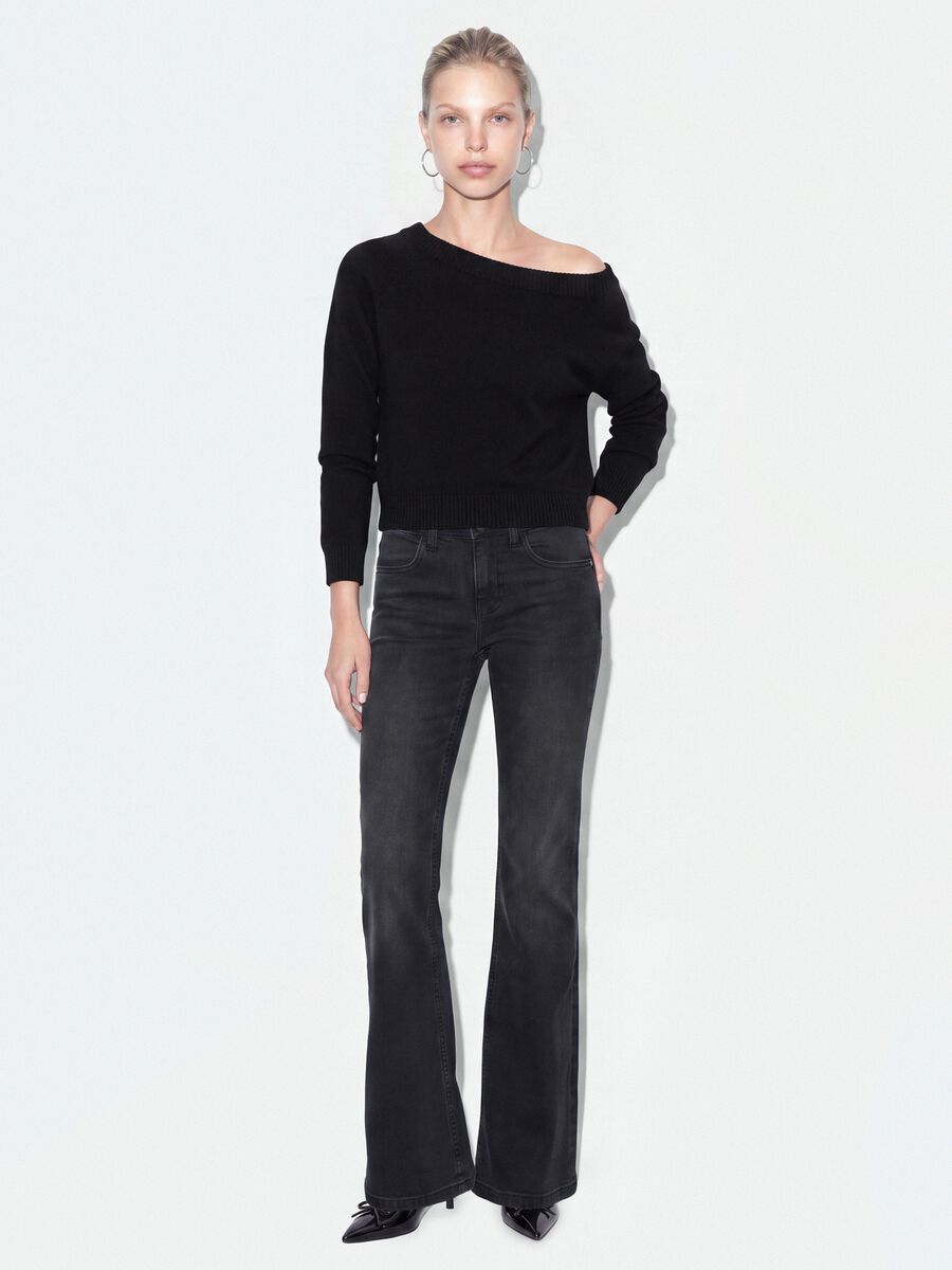 Black stretch-cotton flare jeans_0
