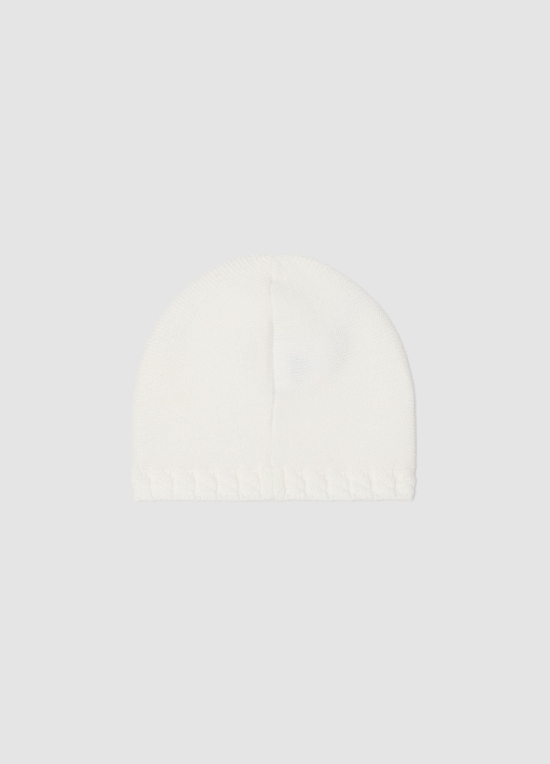 White organic cotton knitted baby hat