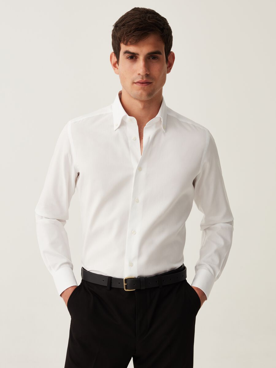 Slim-fit button-down shirt in Oxford cotton_1