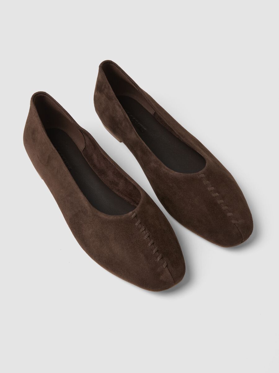 Unlined Brown Genuine Leather Ballet Flats_1