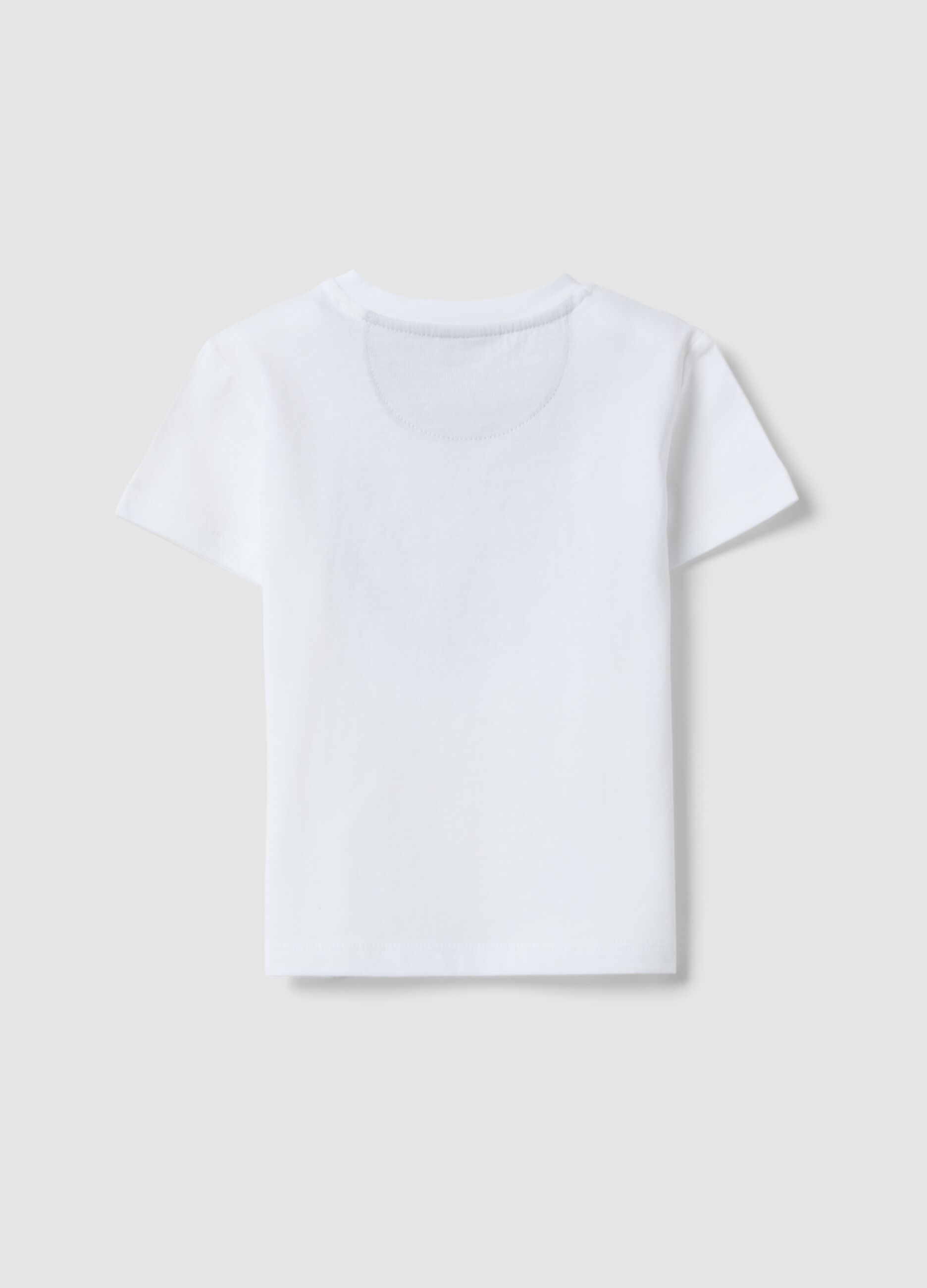 White pure cotton T-shirt with embroidered whale