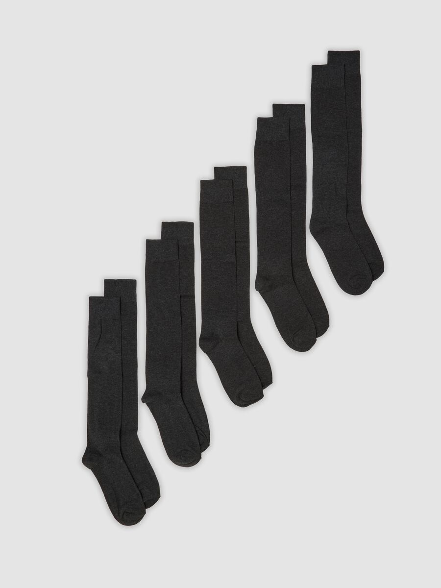 Multipack di cinque calze lunghe grigie in cotone organico elasticizzato_0