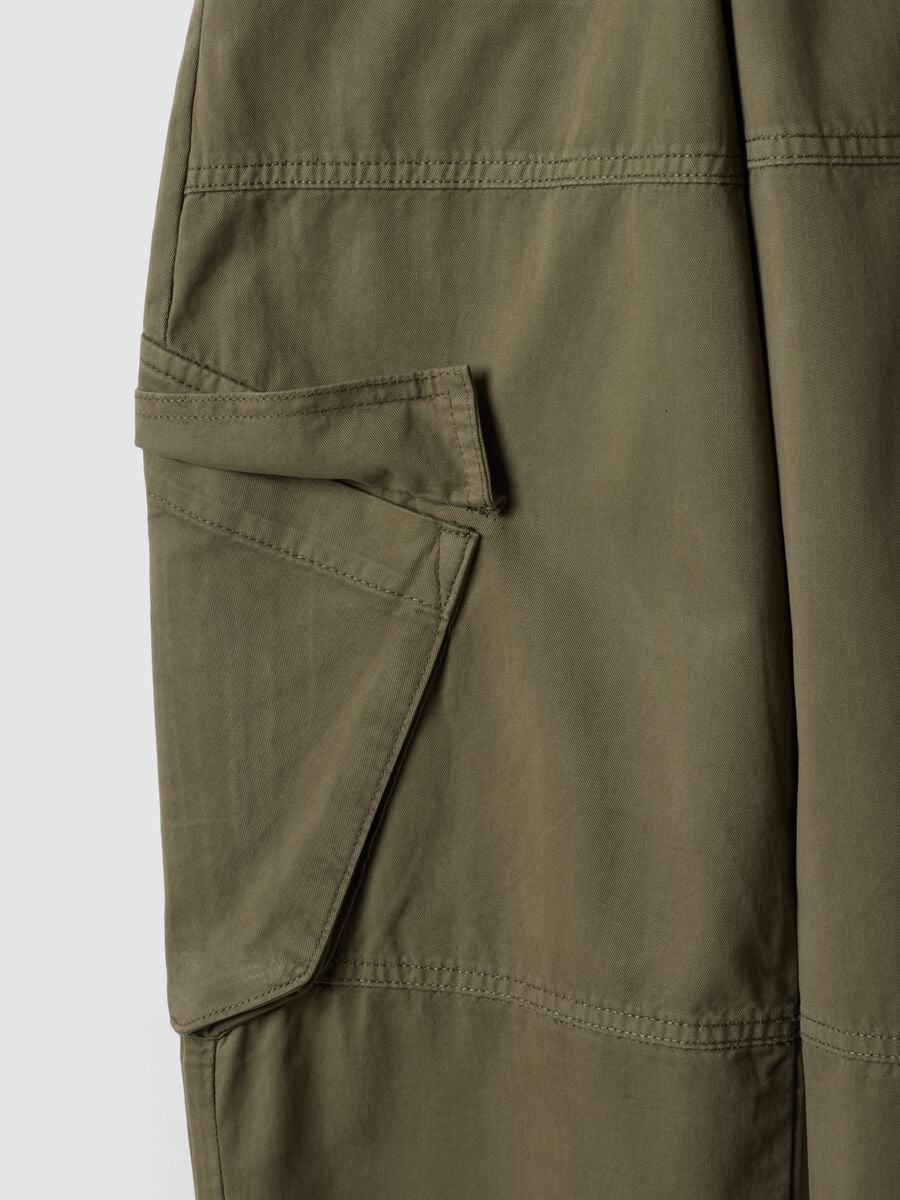 Girls&rsquo; green pure cotton straight-fit cargo trousers_4