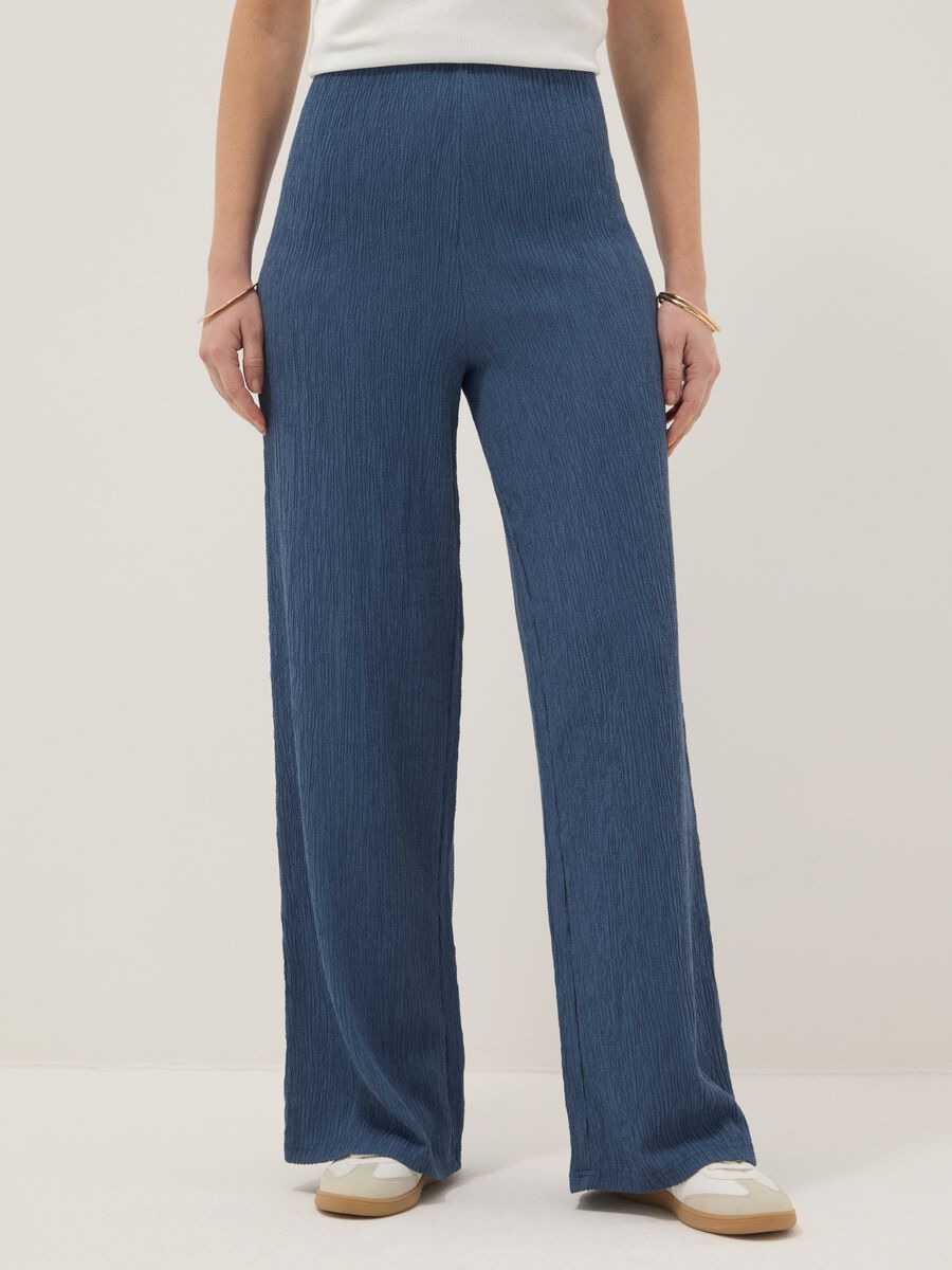 Pantaloni premaman blu in viscosa elasticizzata relaxed fit_1