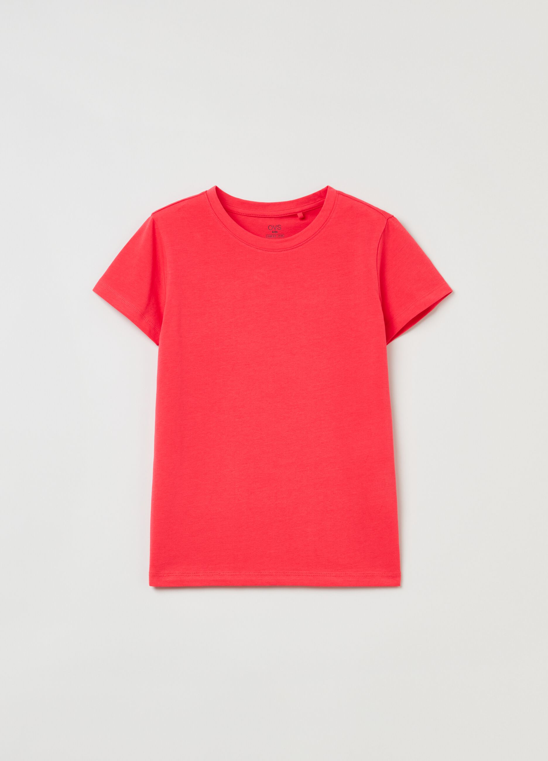 Camiseta cuello redondo de algodón elástico