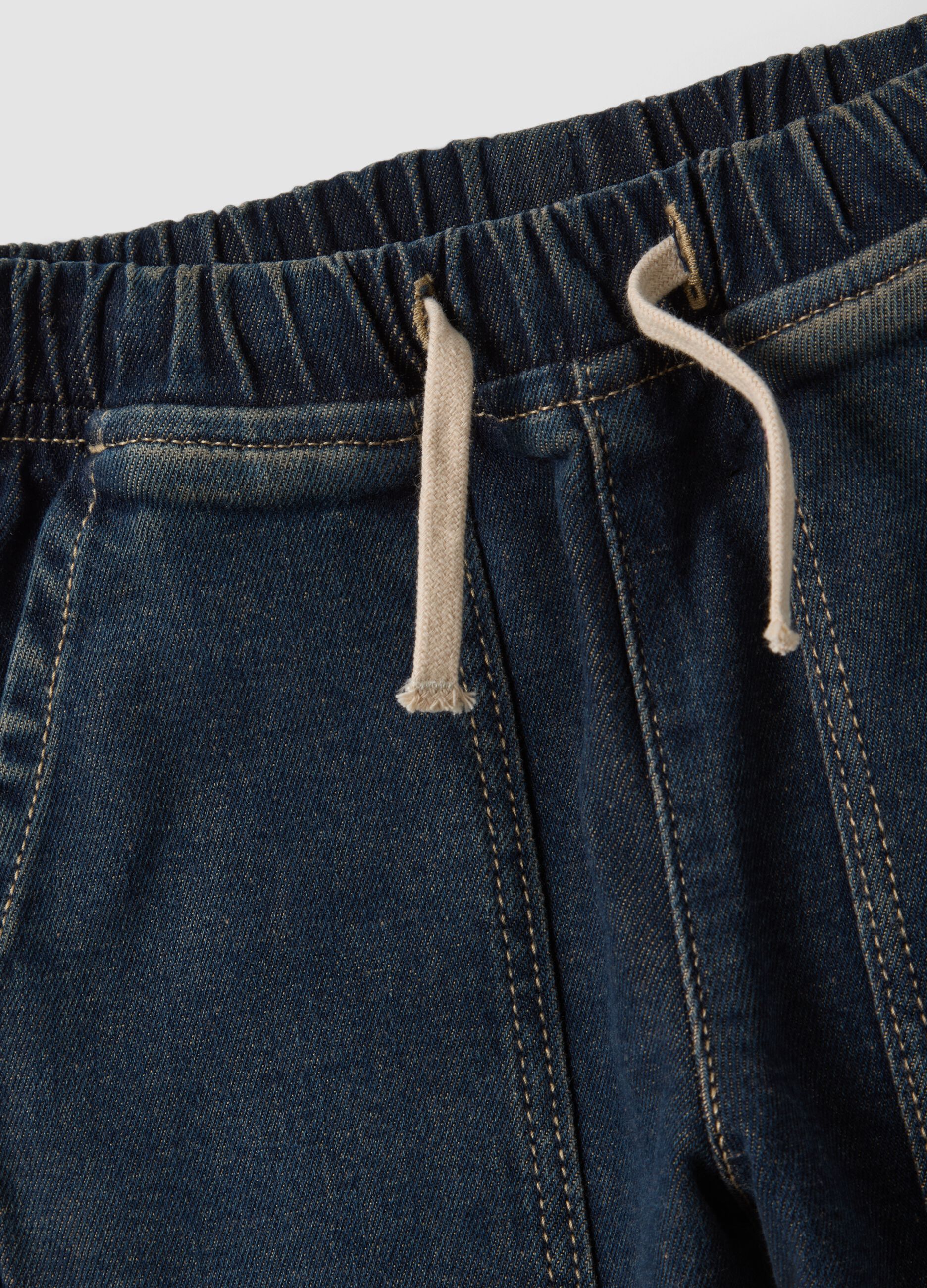 Pantaloni blu in cotone elasticizzato balloon fit