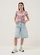 Light blue pure cotton denim shorts for girls, straight fit_0