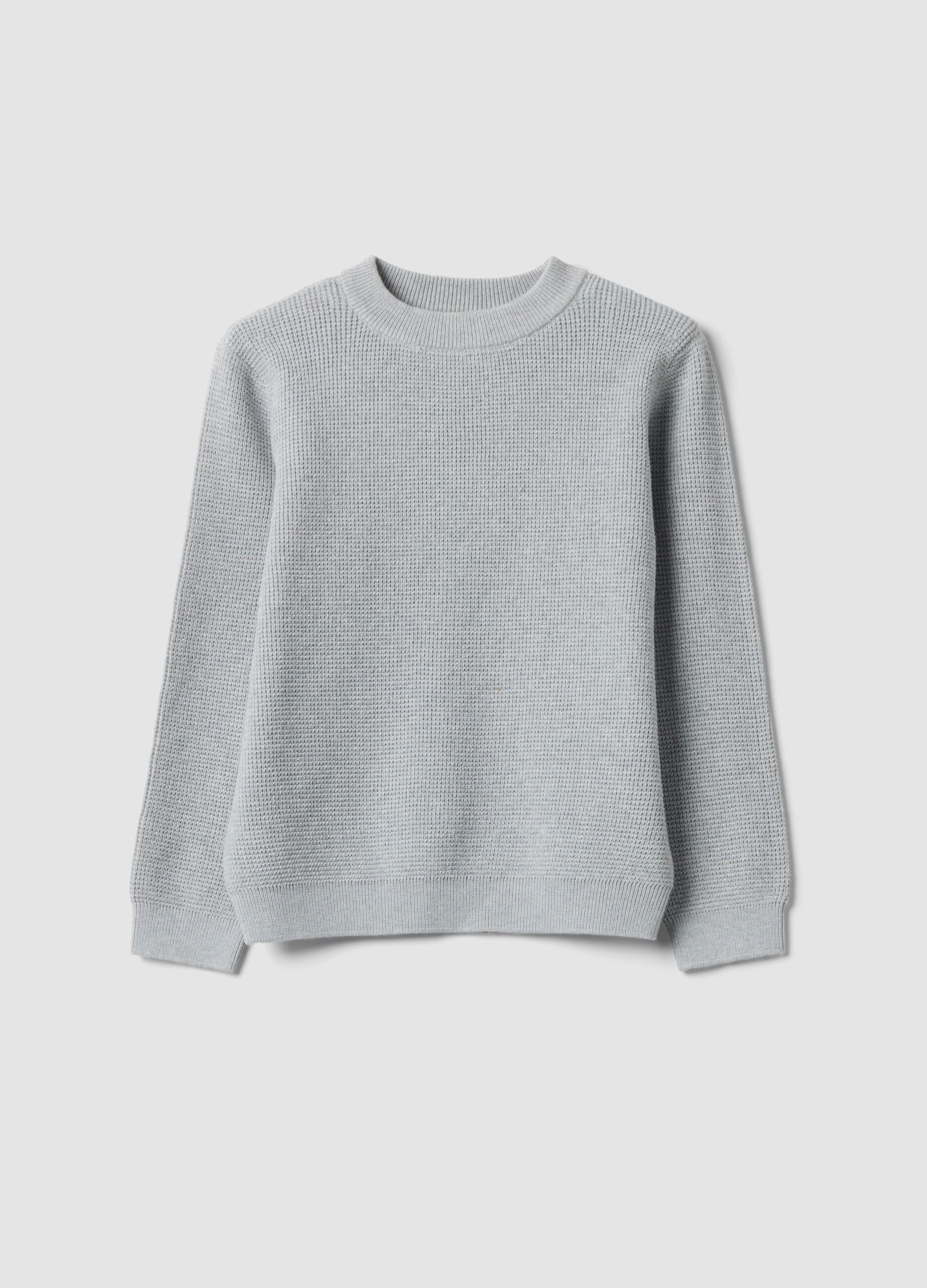 Maglia grigia in misto cotone girocollo lavorata a maglia