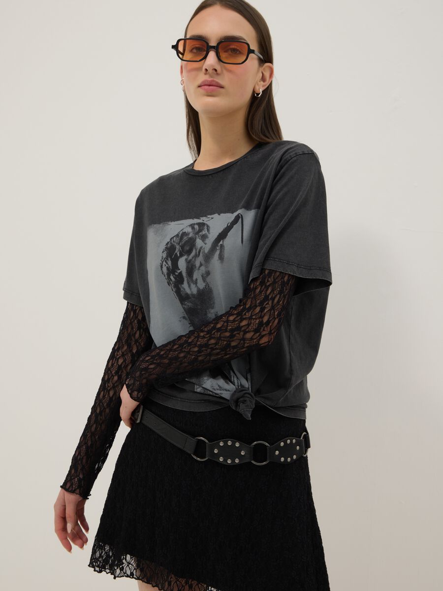 Schwarzes T-Shirt aus reinem Baumwolle mit normalem Oversize-Schnitt_3