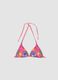 Pink triangle bikini top in stretch fabric_5