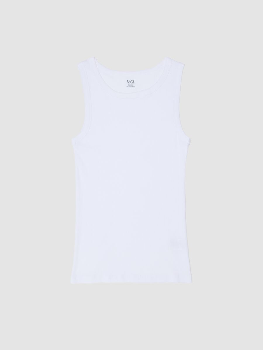 White pure cotton tank top regular fit_0