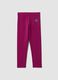 Purple and black stretch organic cotton leggings with star for girls_0