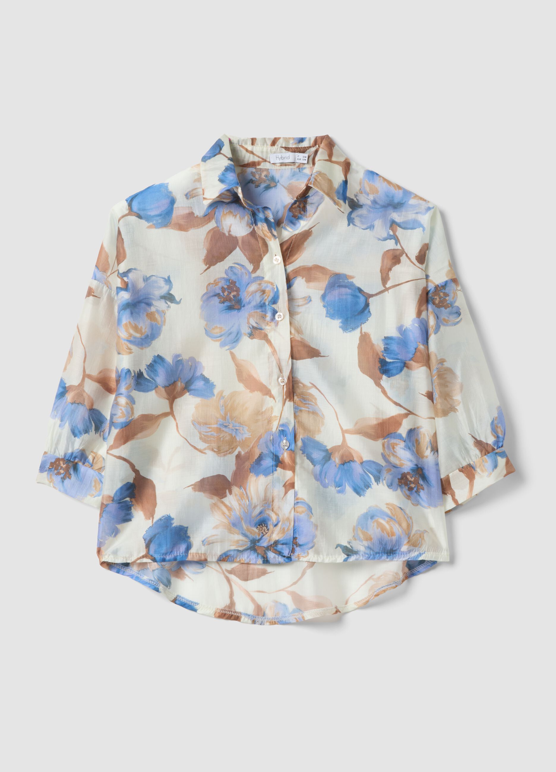 Regular-fit floral print viscose-blend shirt