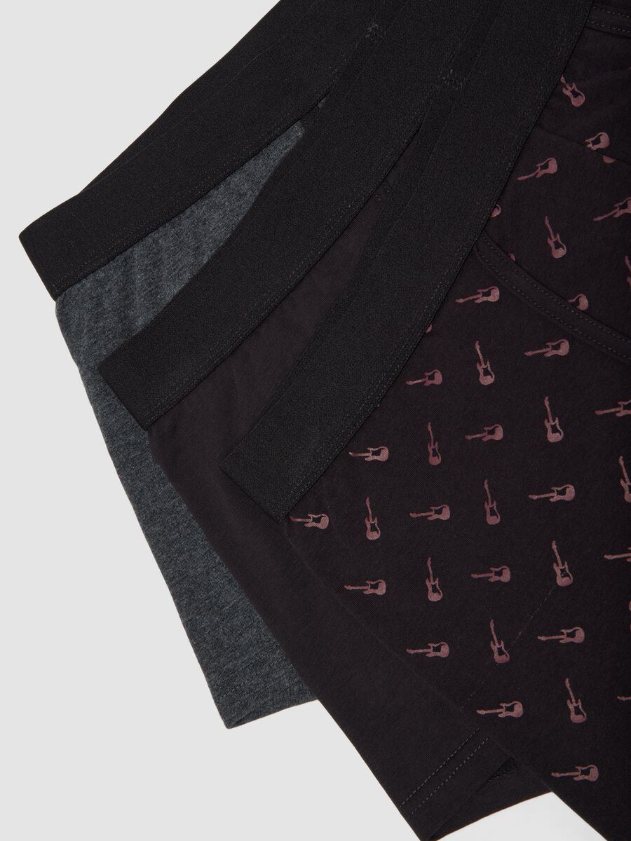 Tripack di boxer neri, grigio scuro melange e rosa cipria in cotone organico elasticizzato_2