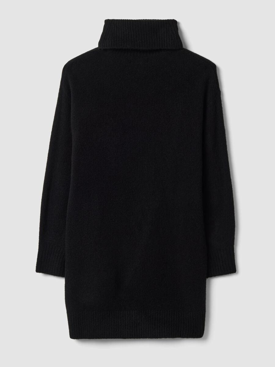 Black Stretch Wool Roll-Neck Dress_6