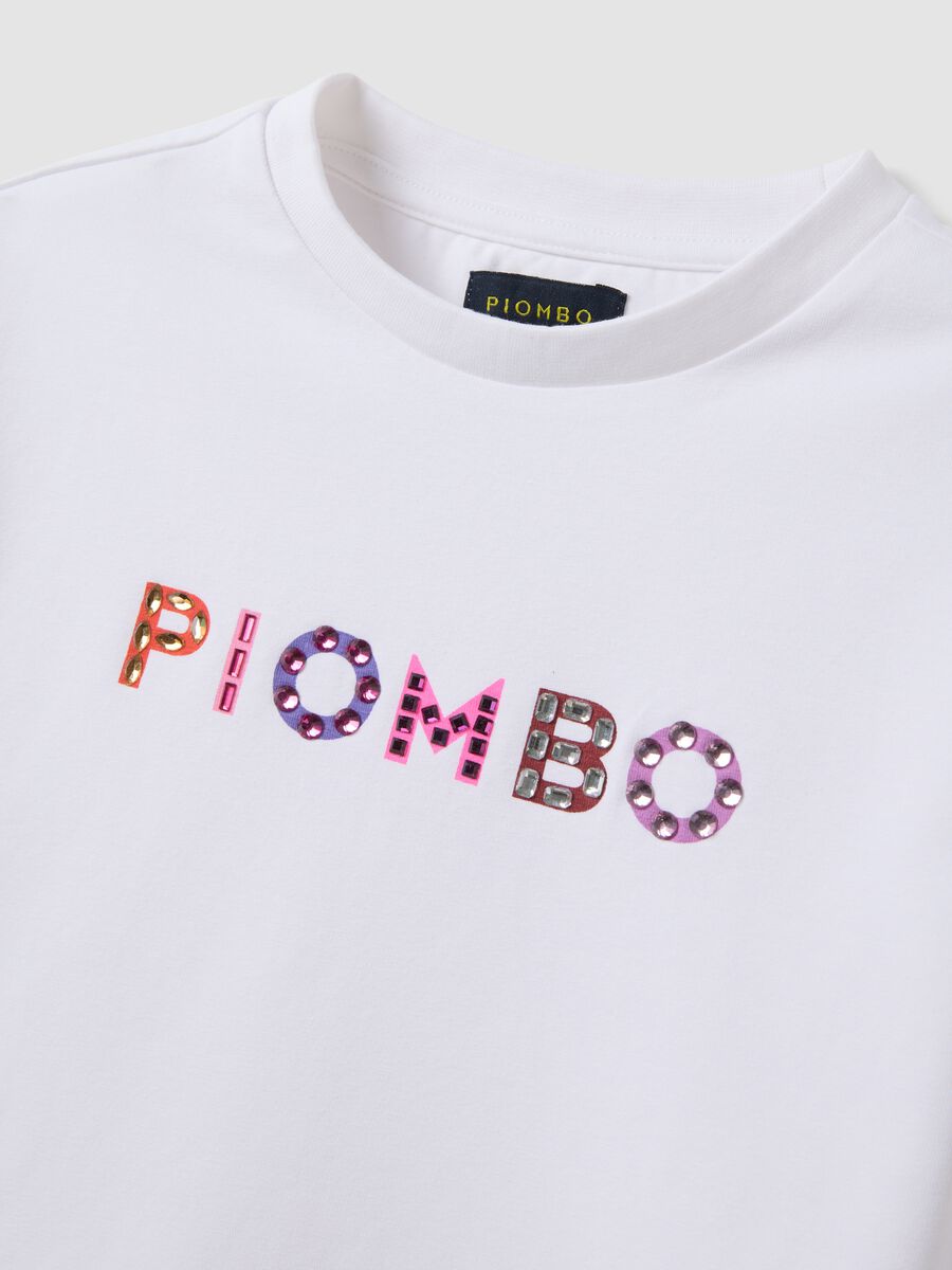 White stretch cotton T-shirt with front lettering_4
