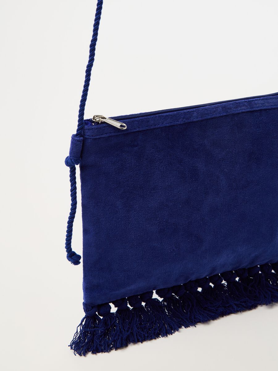 Velvet clutch bag with tassels_1