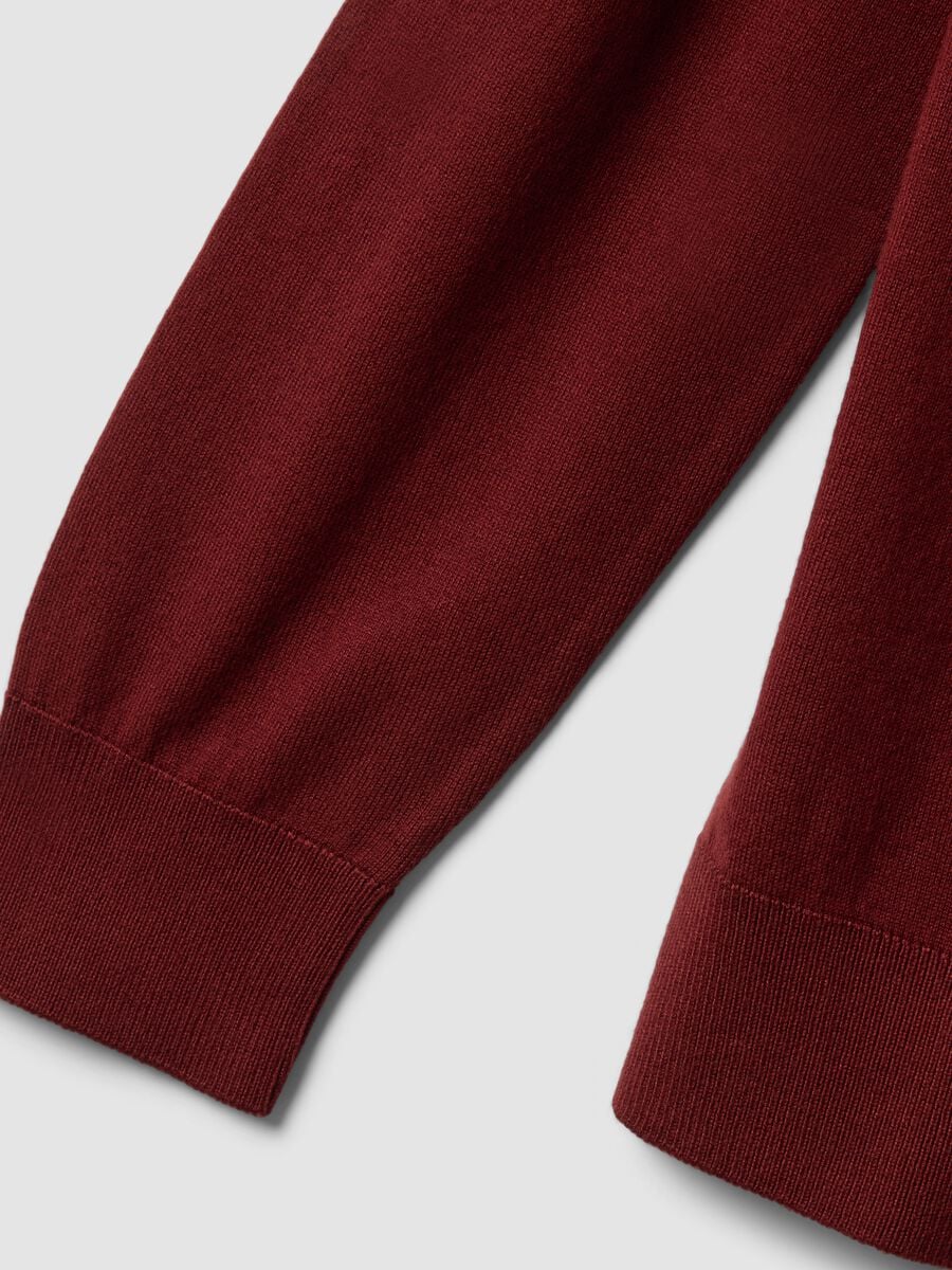 Camisola de gola redonda vermelho tijolo em mistura de viscose, corte regular_1