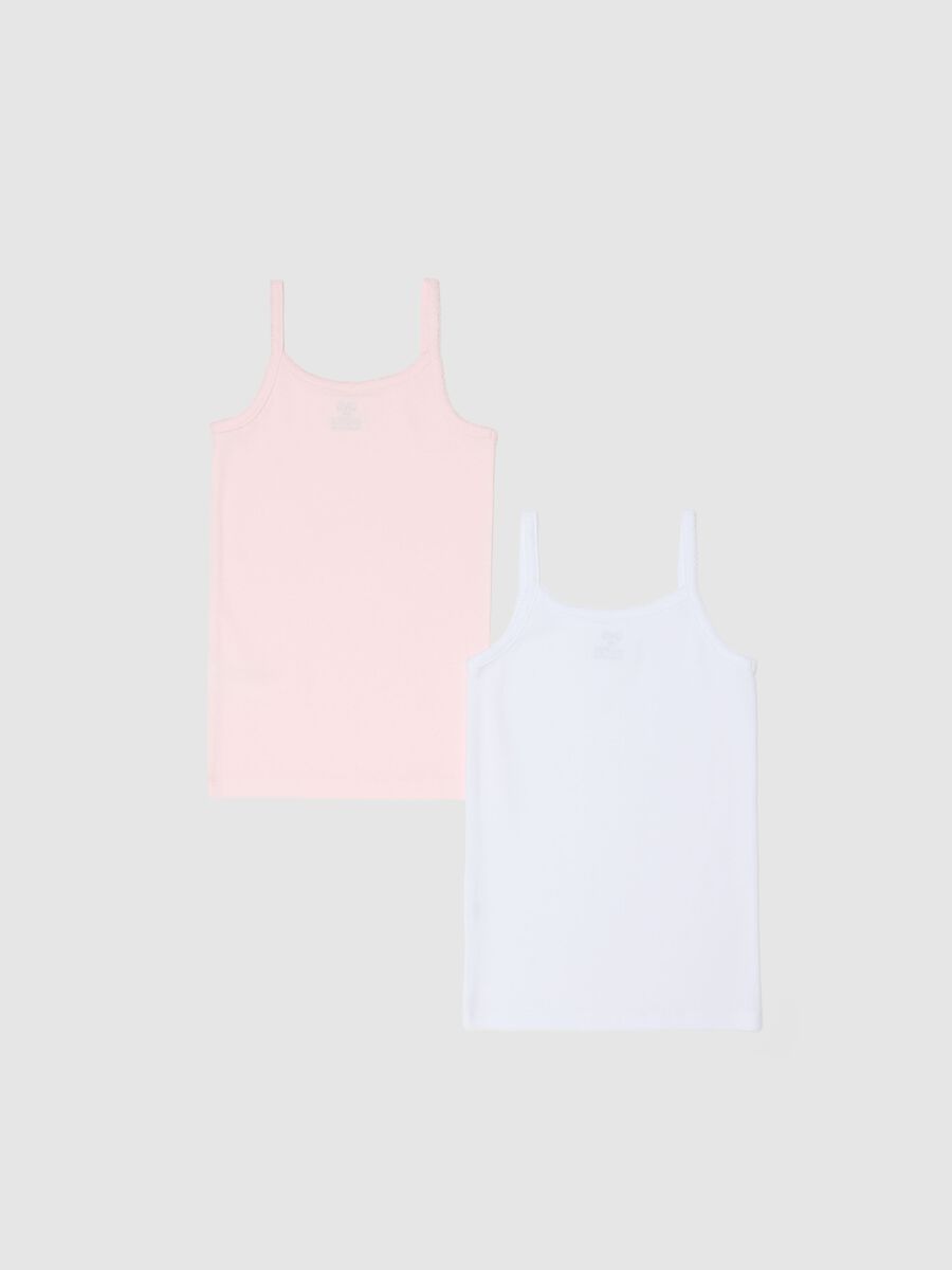 Twin pack of girls' multi-colour pure cotton vests in regular fit_1