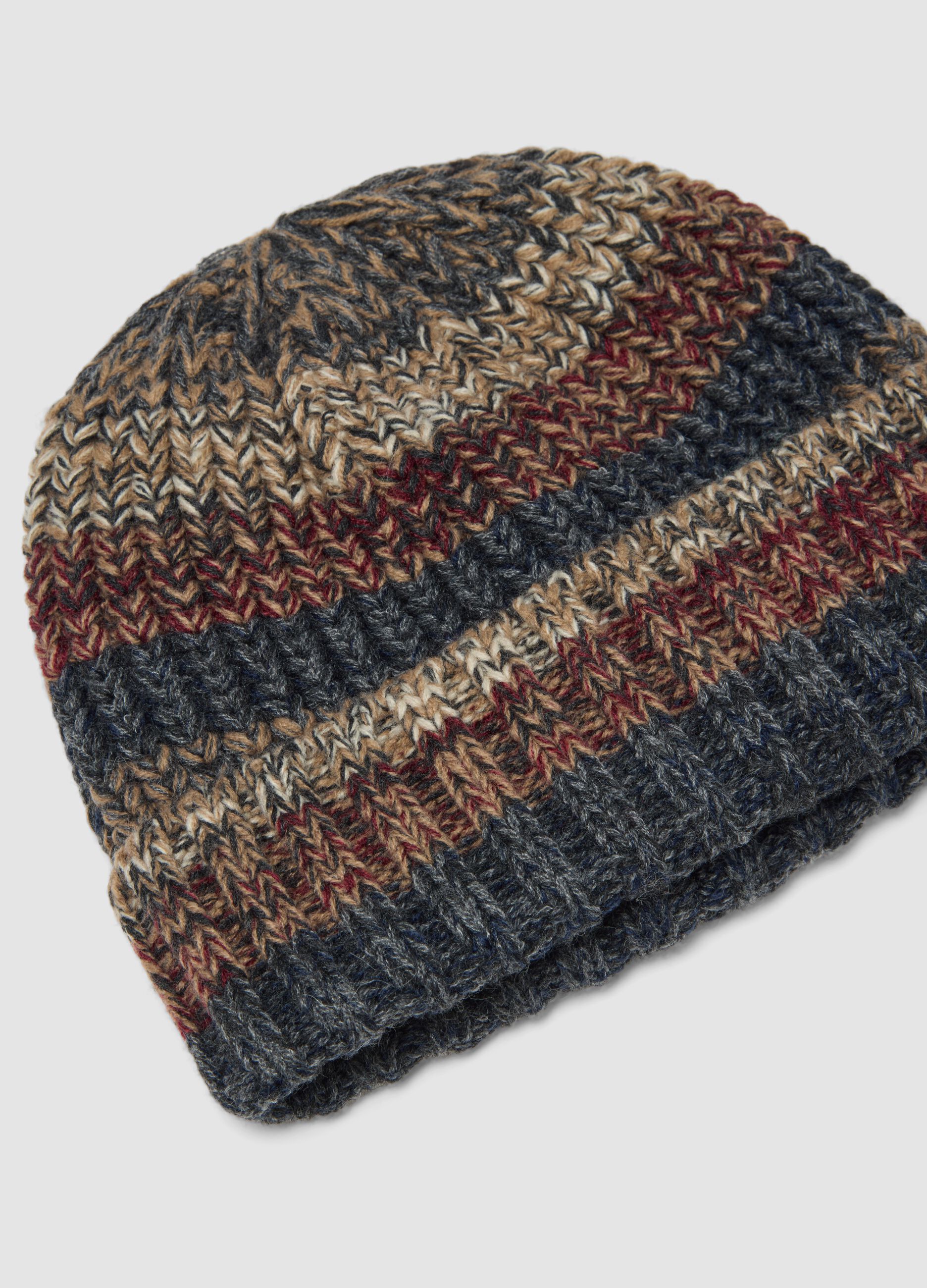 Multicolour striped beanie