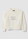 Sweat blanc en pur coton avec inscription en strass et c&oelig;ur brod&eacute; pour fille_0