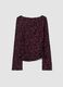Violettes Stretch-T-Shirt mit beflocktem Blumenmotiv_6