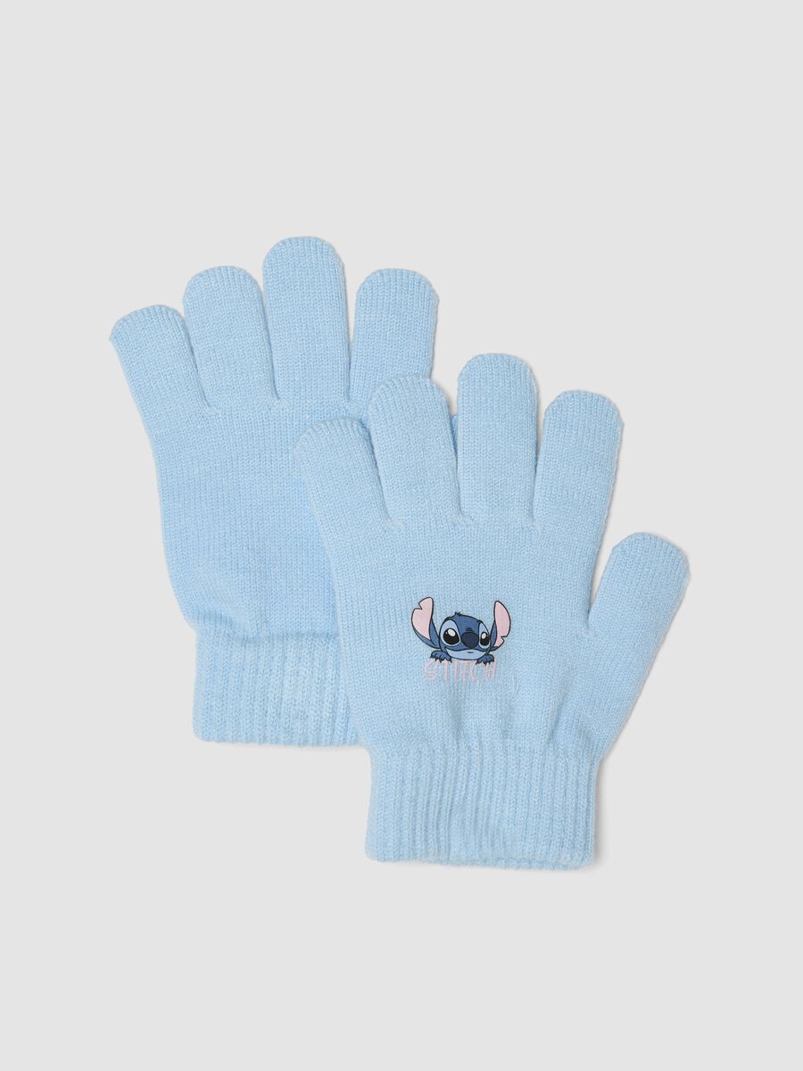 Blue stretch viscose gloves with Lilo & Stitch print_0